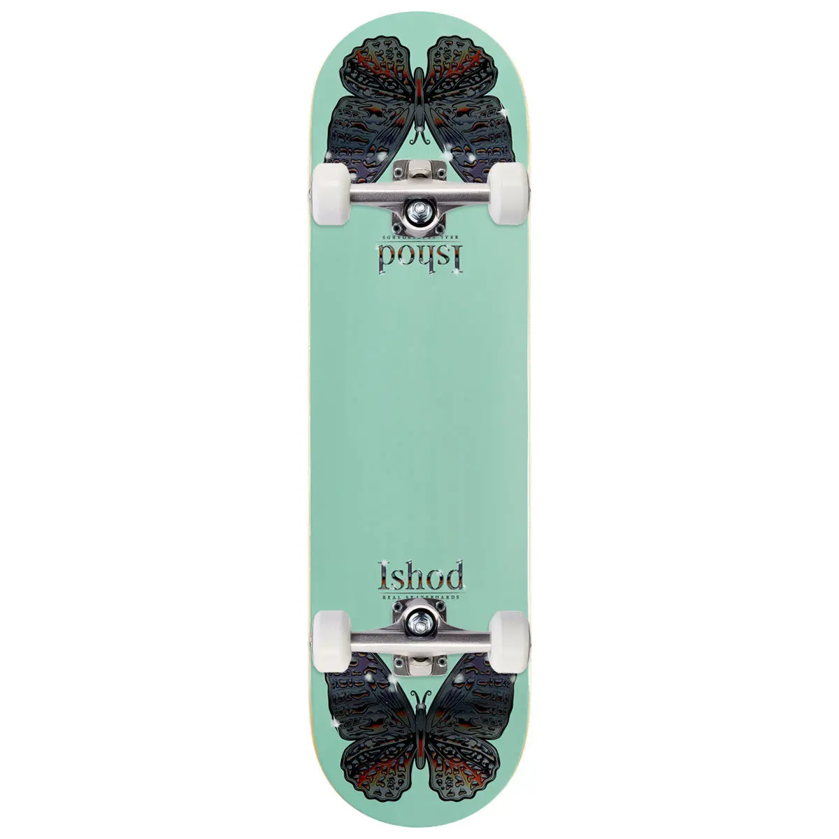 Real Ishod Mariposa Chrome Twin Tail Skateboard Complete - Teal - 8.50" 1