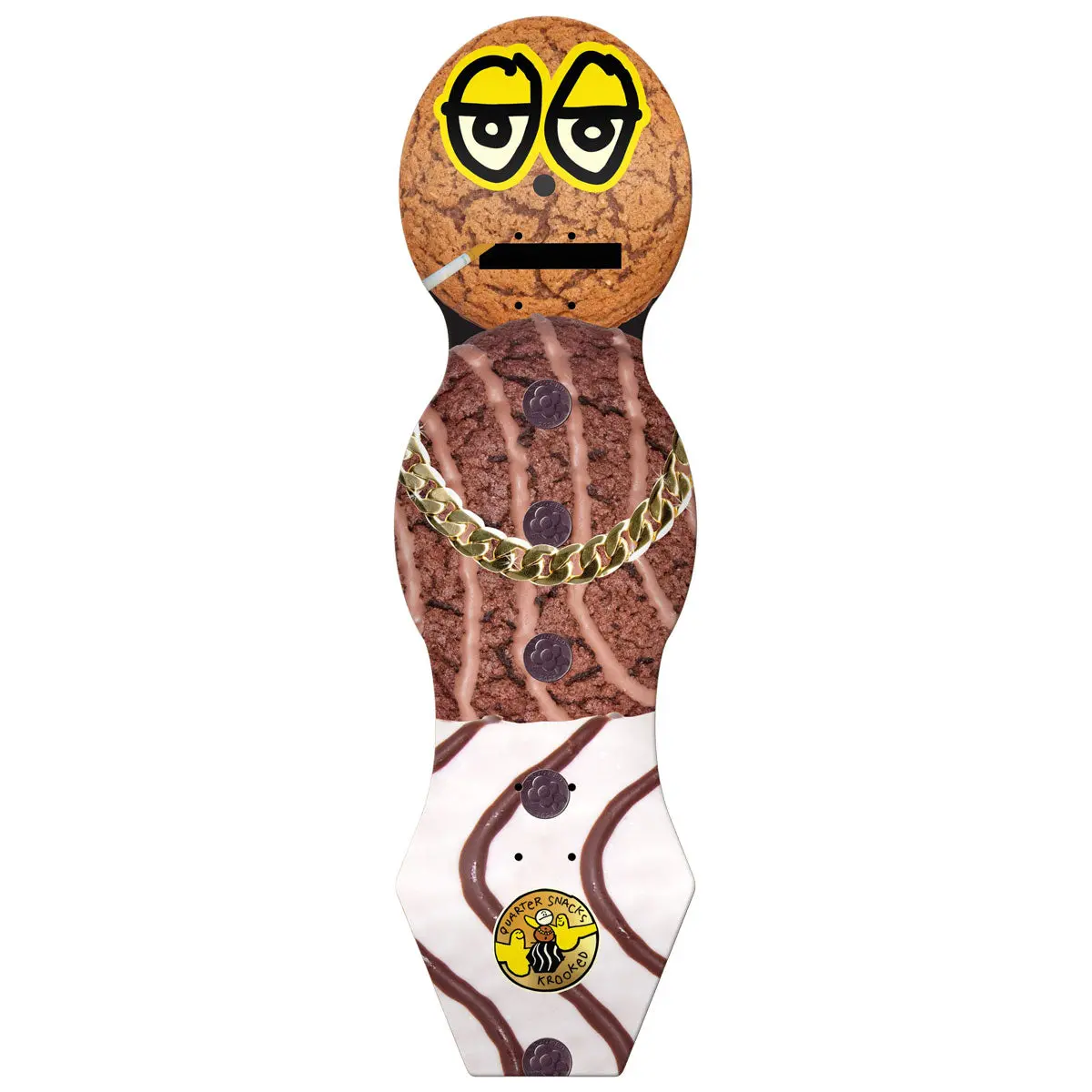 Krooked X Quartersnacks Snackman Cruiser Skateboard Deck - Multi - 9.00" 1