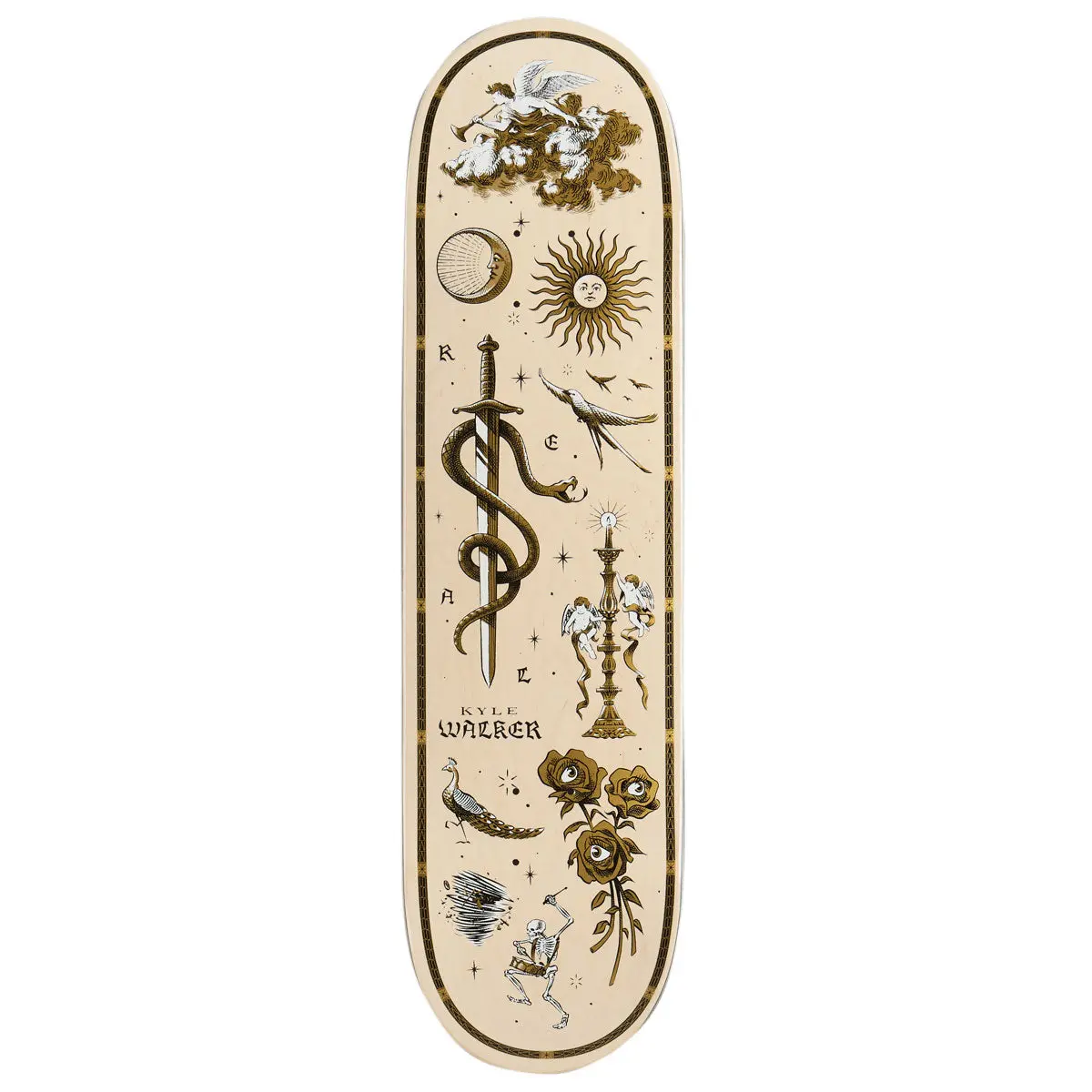 Real Kyle Engraved Skateboard Deck - White - 8.38" 1