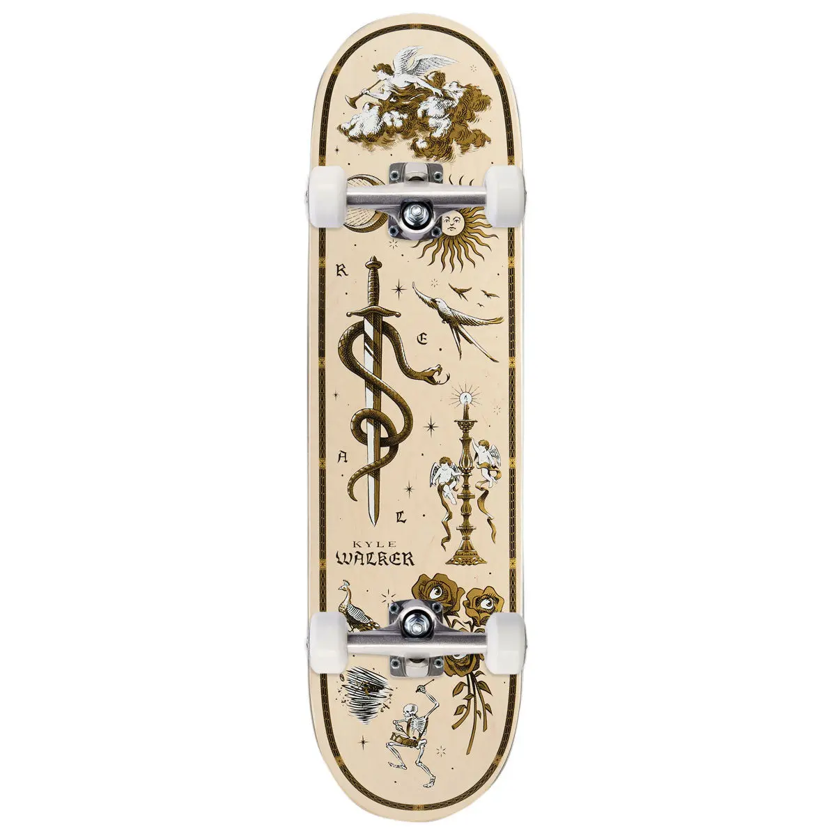 Real Kyle Engraved Skateboard Complete - White - 8.38" 1