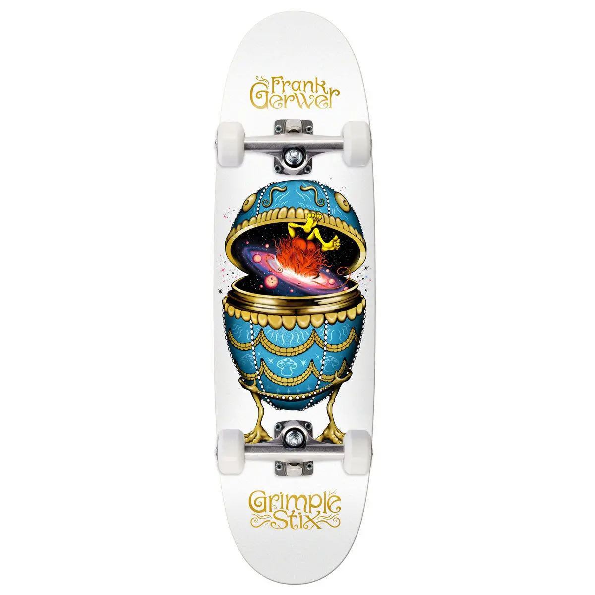 Anti-Hero Gerwer Grimple Stix Fabrage Egg Skateboard Complete - White - 9.10" 1
