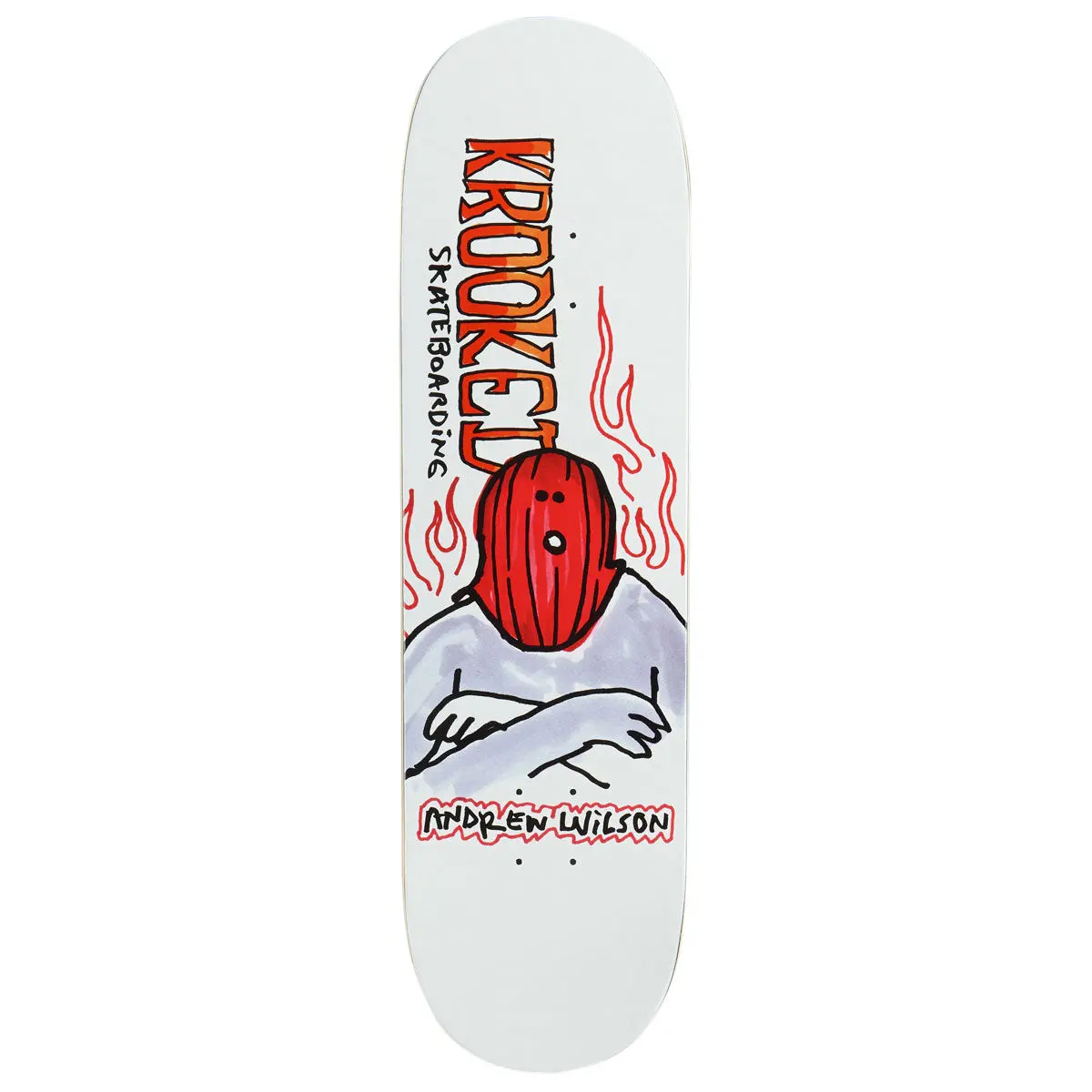 Krooked Wilson Fire Mask Skateboard Deck - White - 8.75" 1