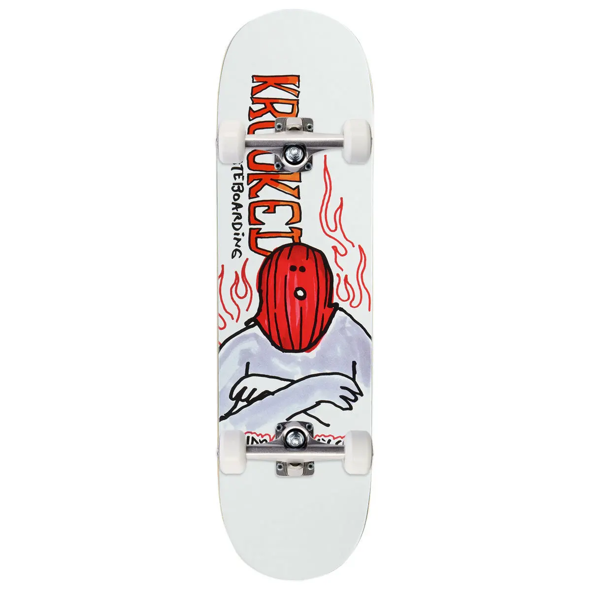Krooked Wilson Fire Mask Skateboard Complete - White - 8.75" 1