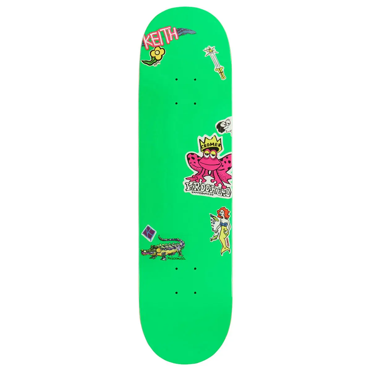 Krooked Cromer Neon Sticker Skateboard Deck - Green - 8.25" 1
