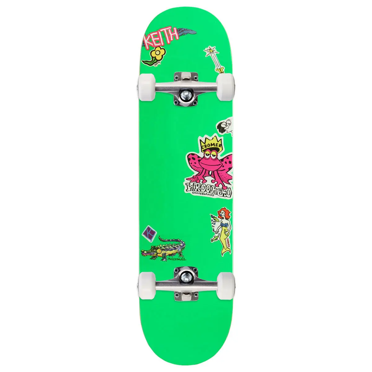 Krooked Cromer Neon Sticker Skateboard Complete - Green - 8.25" 1