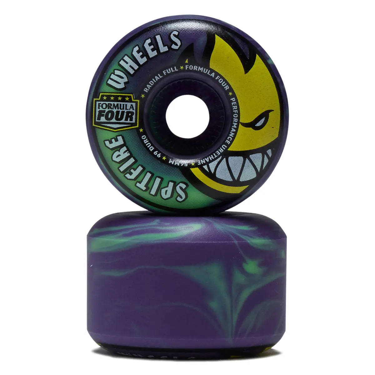 Spitfire Team Colors F4 99 Radial Full Skateboard Wheels - Neon Green/Purple - 56Mm 2