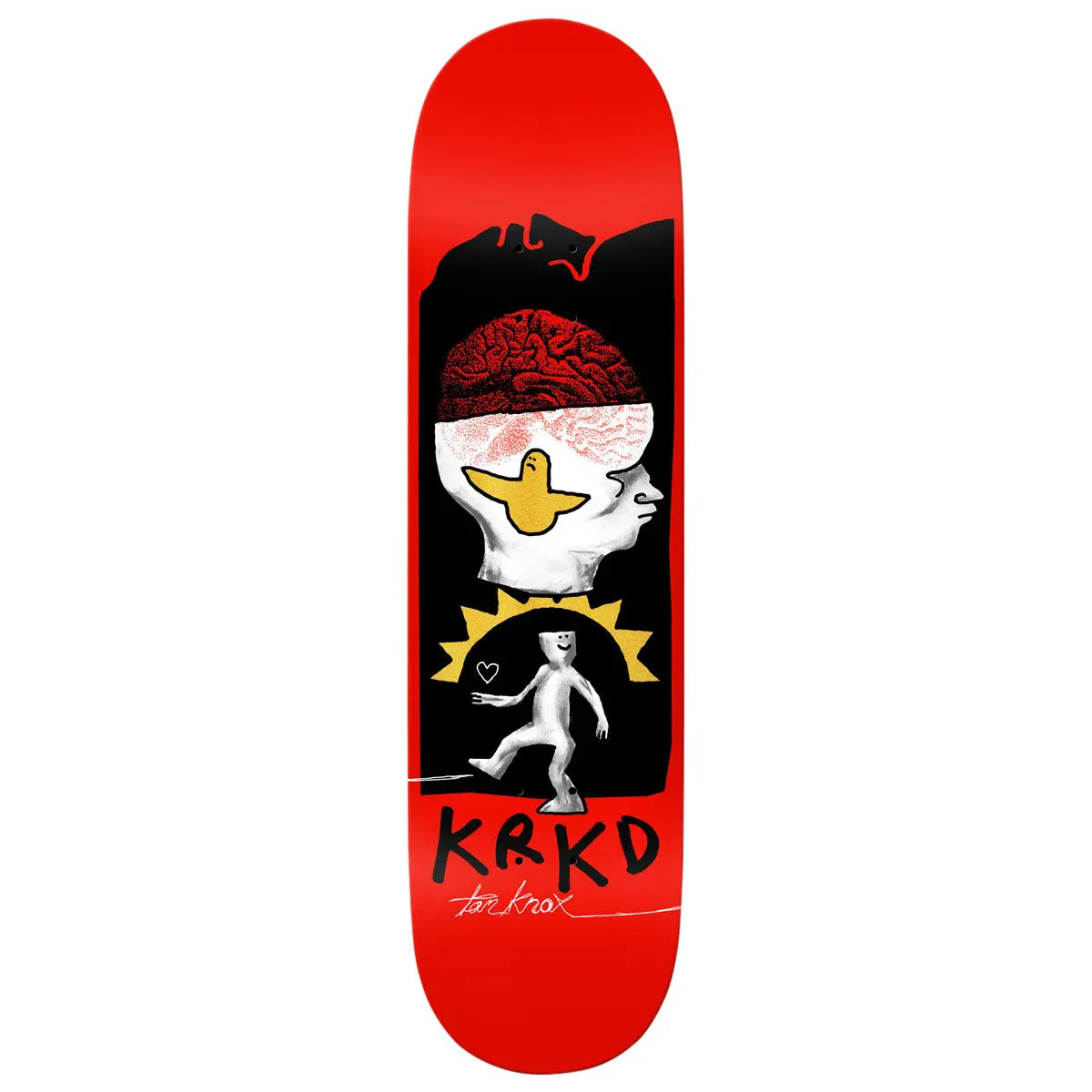 Krooked Knock Brain And Bird Skateboard Deck - Orange - 8.50" 1