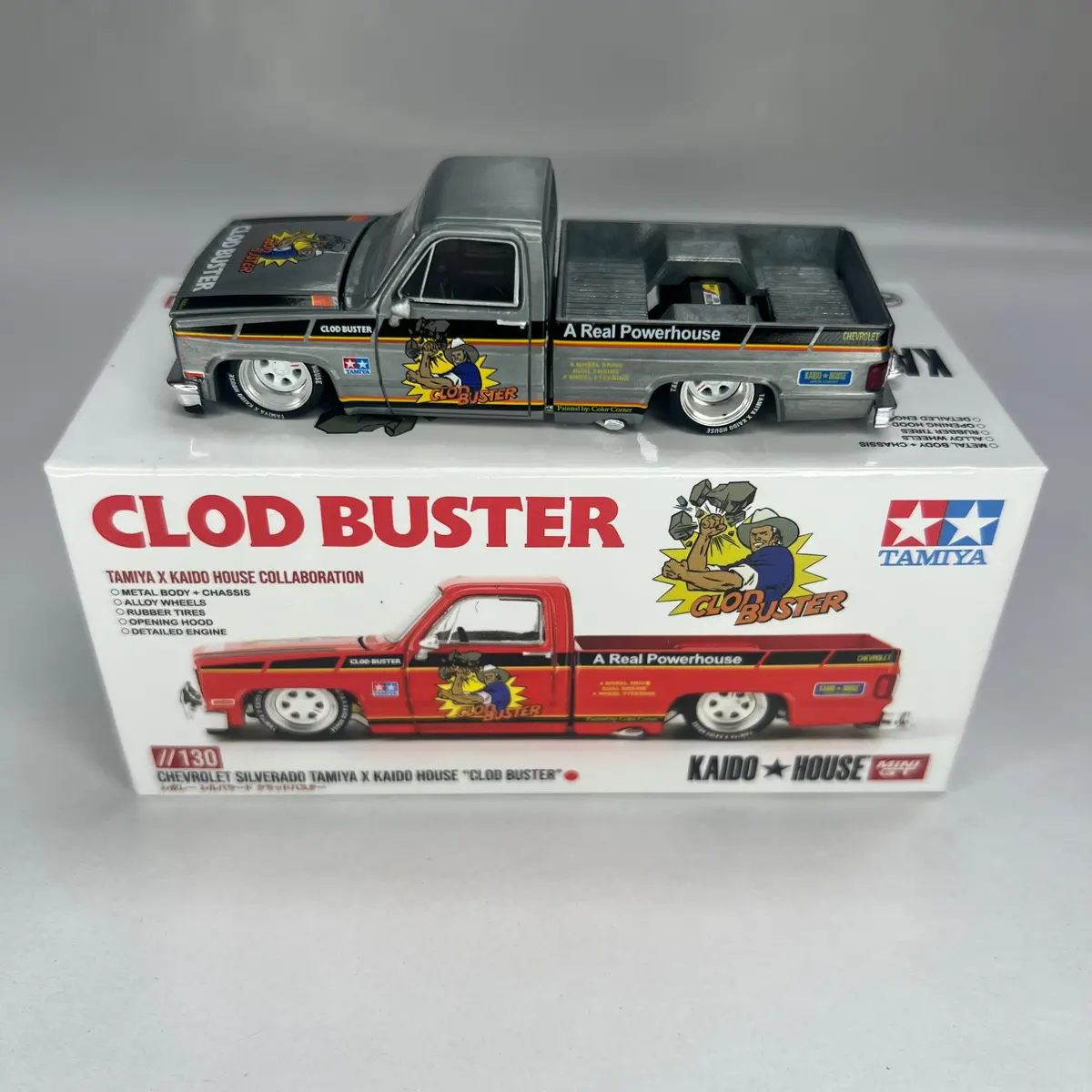 Chase Kaido House X Mini Gt 1:64 #130 Chevrolet Silverado Tamiya X House "Clod Buster" 1
