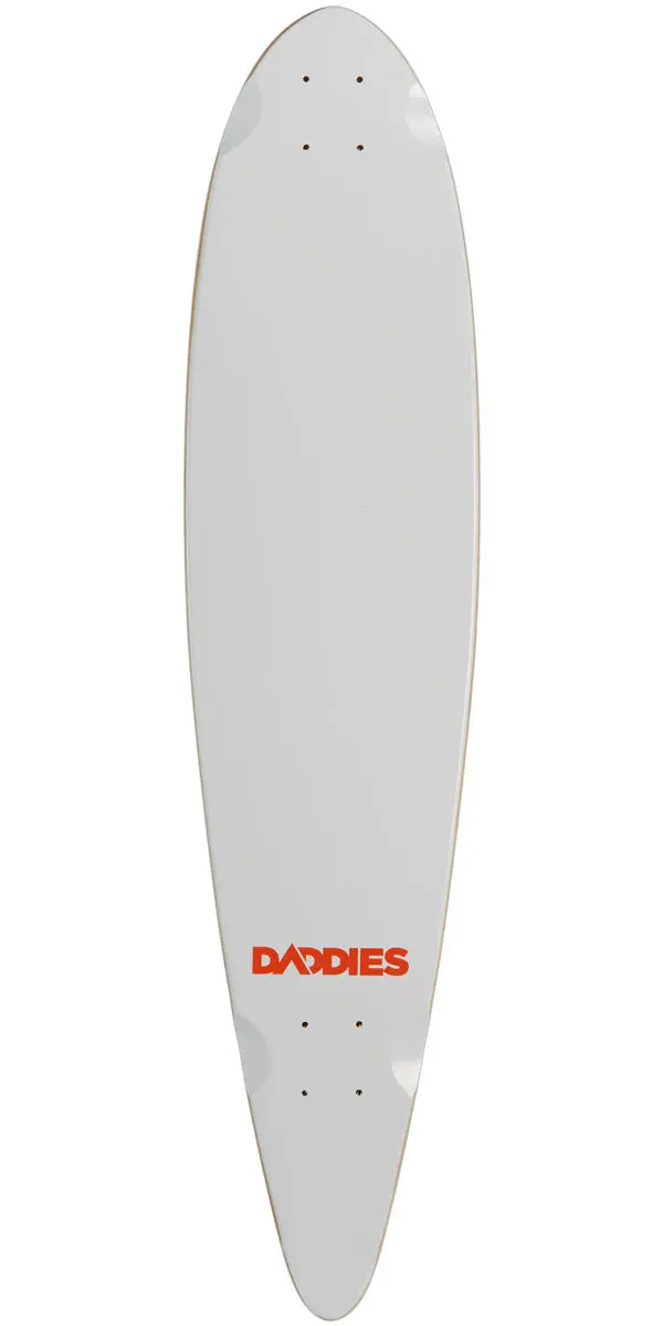 Daddies Logo Pintail Longboard Deck - White 1