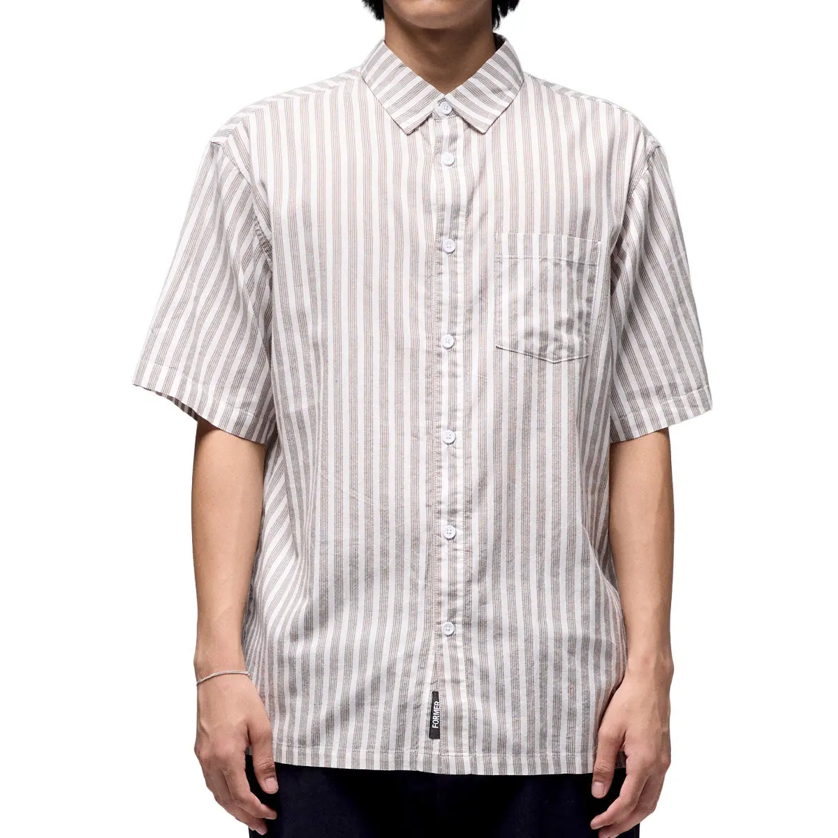 Former Reynolds Stripe Shirt - Choc 1