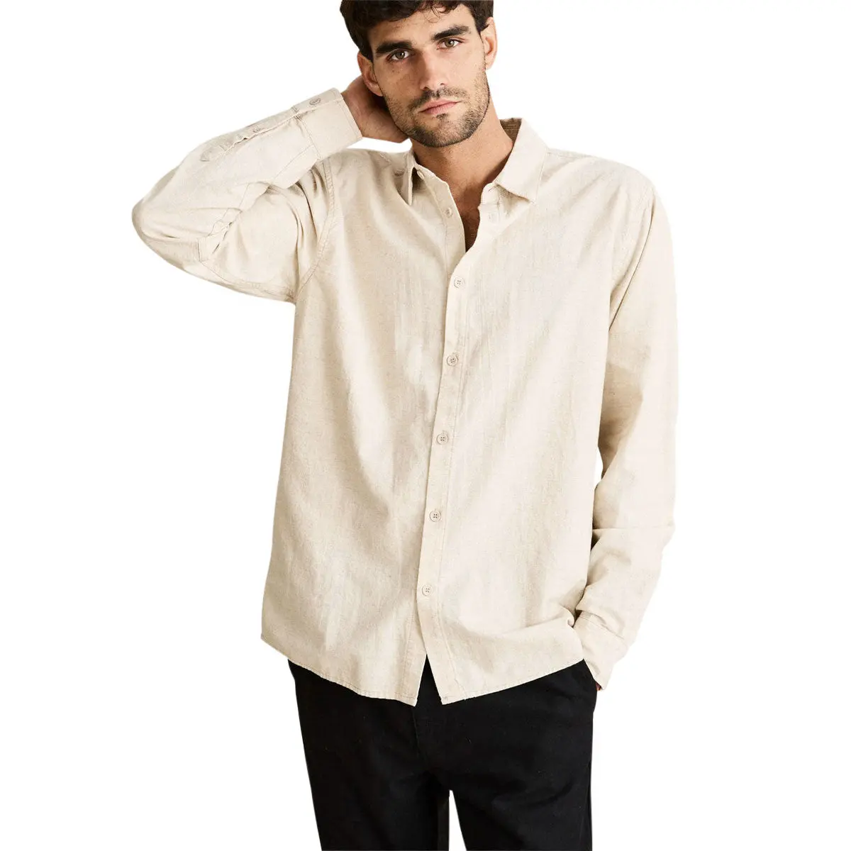 Rhythm Classic Linen Long Sleeve Shirt - Sand Ii 1
