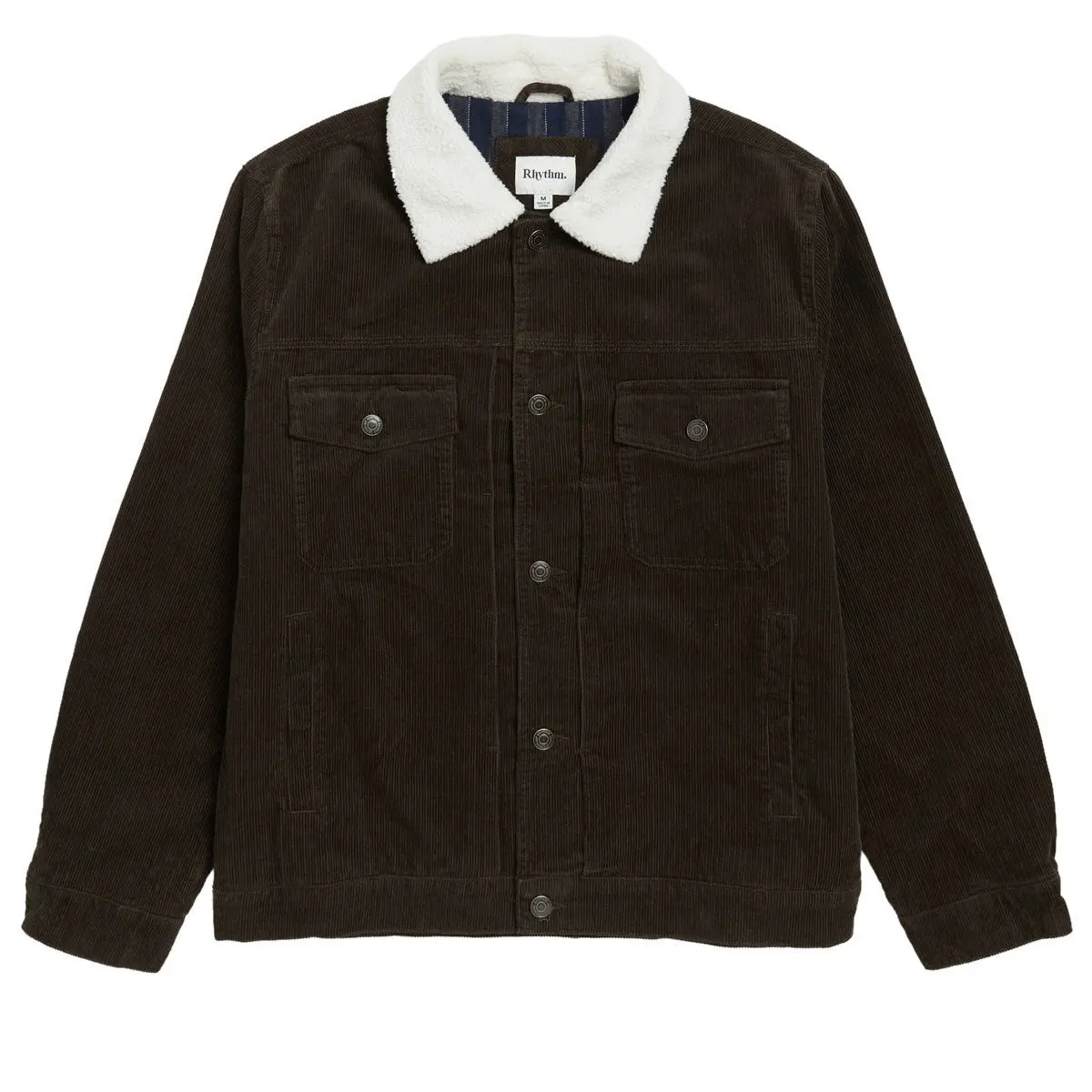 Rhythm Flannel Lined Cord Trucker Jacket - Chocolate 1