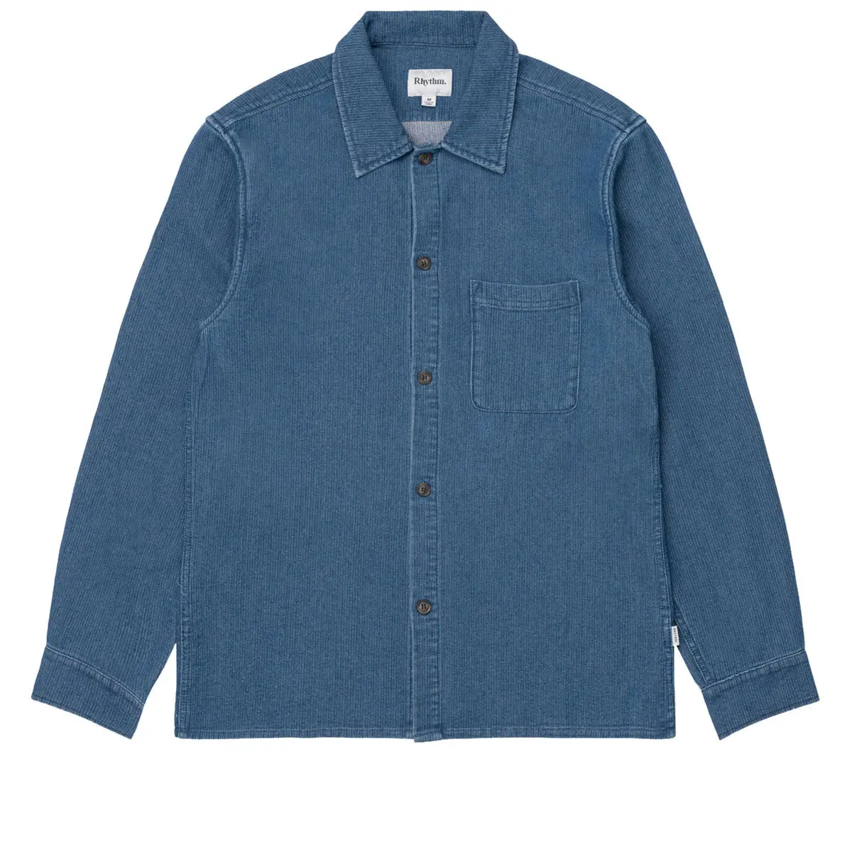 Rhythm Textured Wale Long Sleeve Shirt - Washed Indigo 1