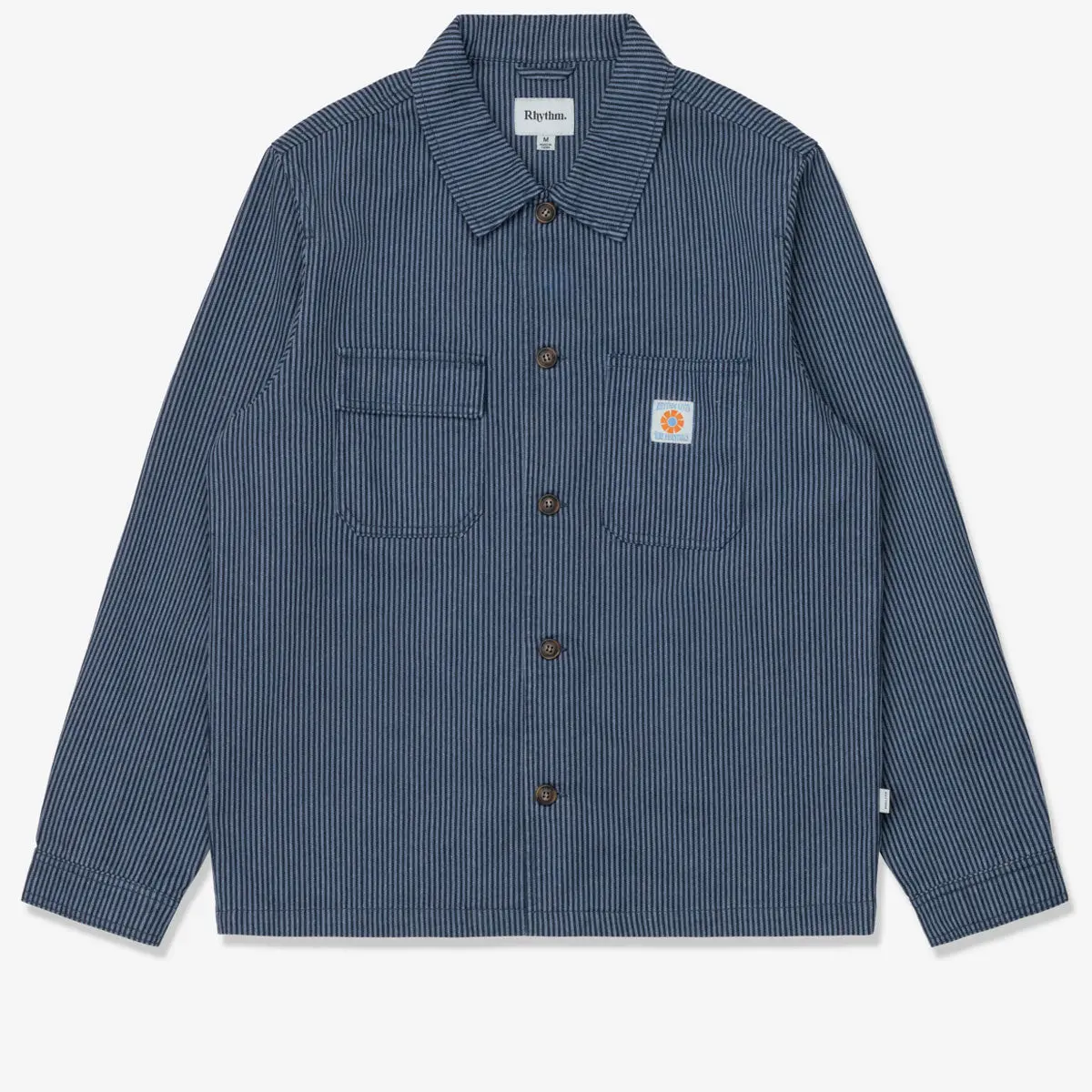 Rhythm Hickory Stripe Work Long Sleeve Shirt - Navy 1