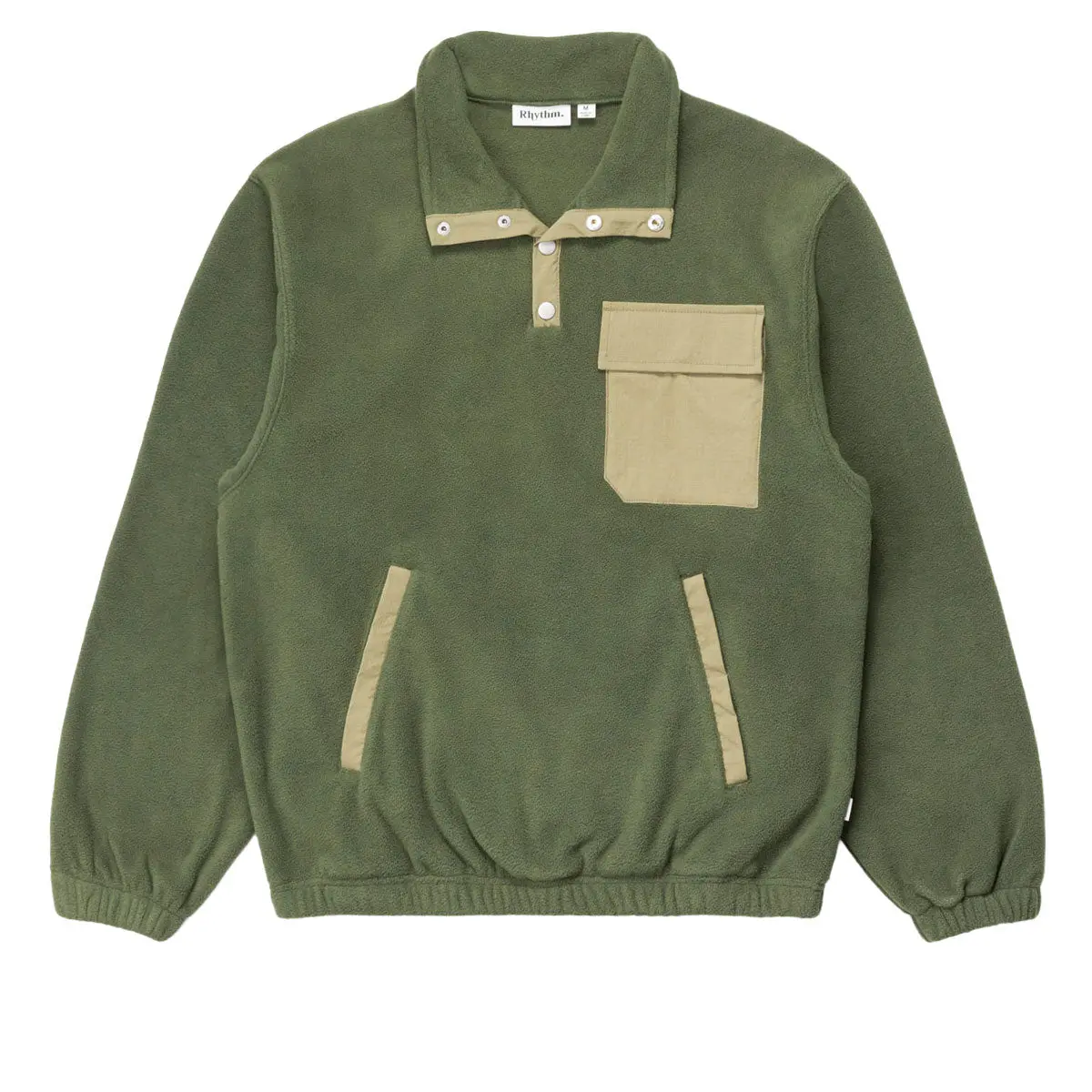 Rhythm Floresta Button Fleece Sweatshirt - Dark Green 1