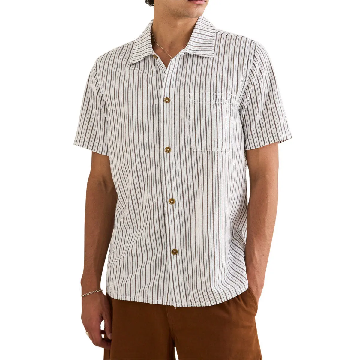Rhythm Seersucker Stripe Shirt - Cedar 1