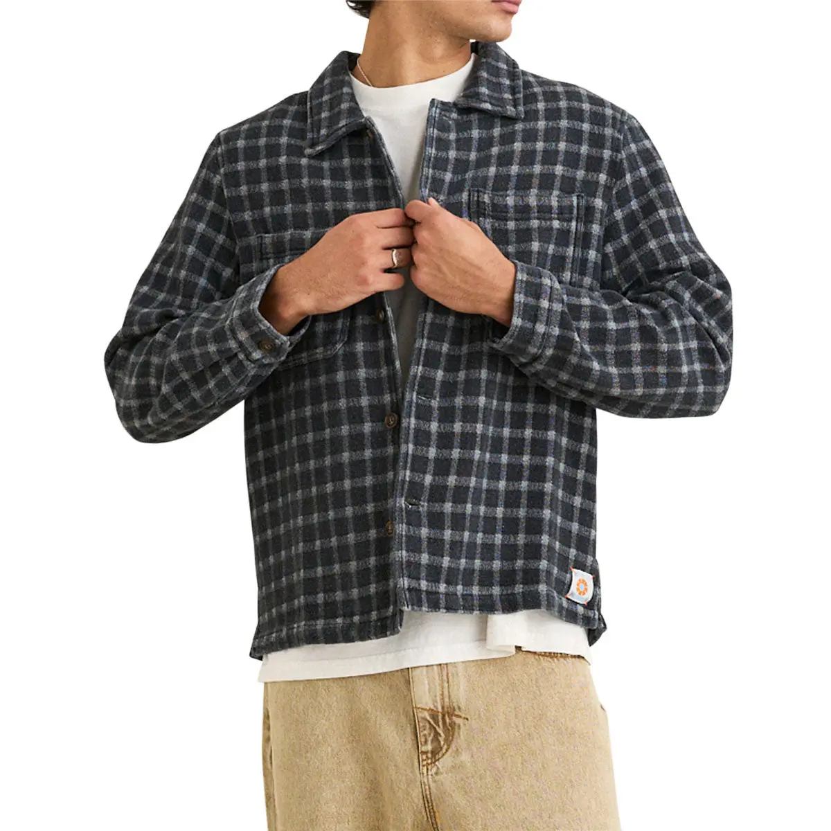 Rhythm Jacquard Check Long Sleeve Shirt - Charcoal 1