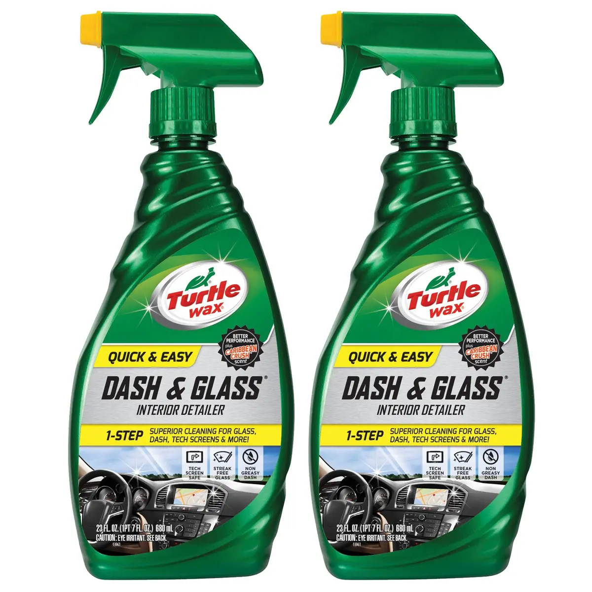 Interior Dash and Glass Cleaner with Foaming Spray Trigger – 23 Fl Oz Bottle (2-Pack)