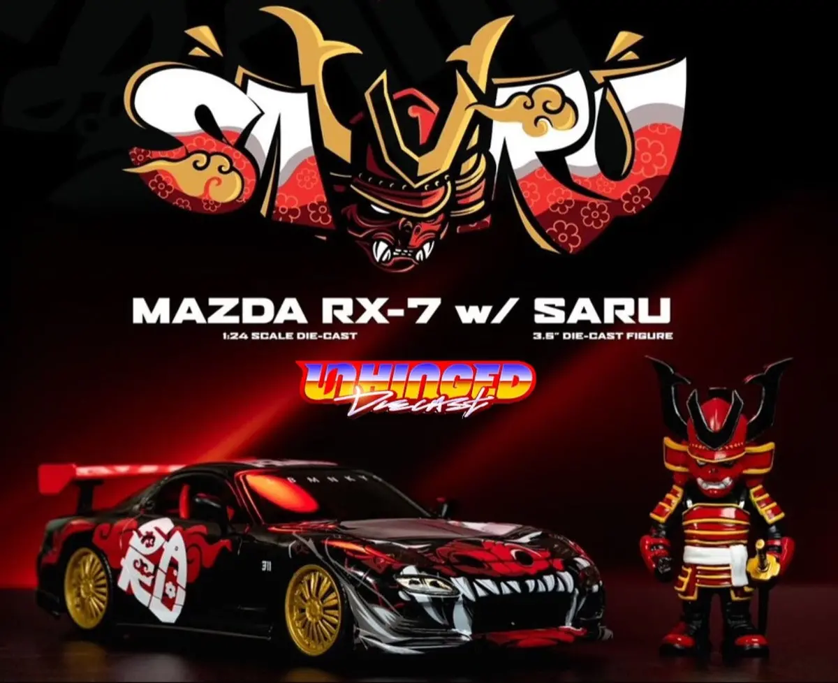 Jada 1:24 1993 Mazda Rx-7 With Saru Figure Lab Monkeys 1