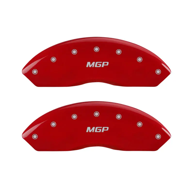 Mgp Engraved Brake Caliper Covers – Front And Rear Set, Red Finish With Silver Accents 1