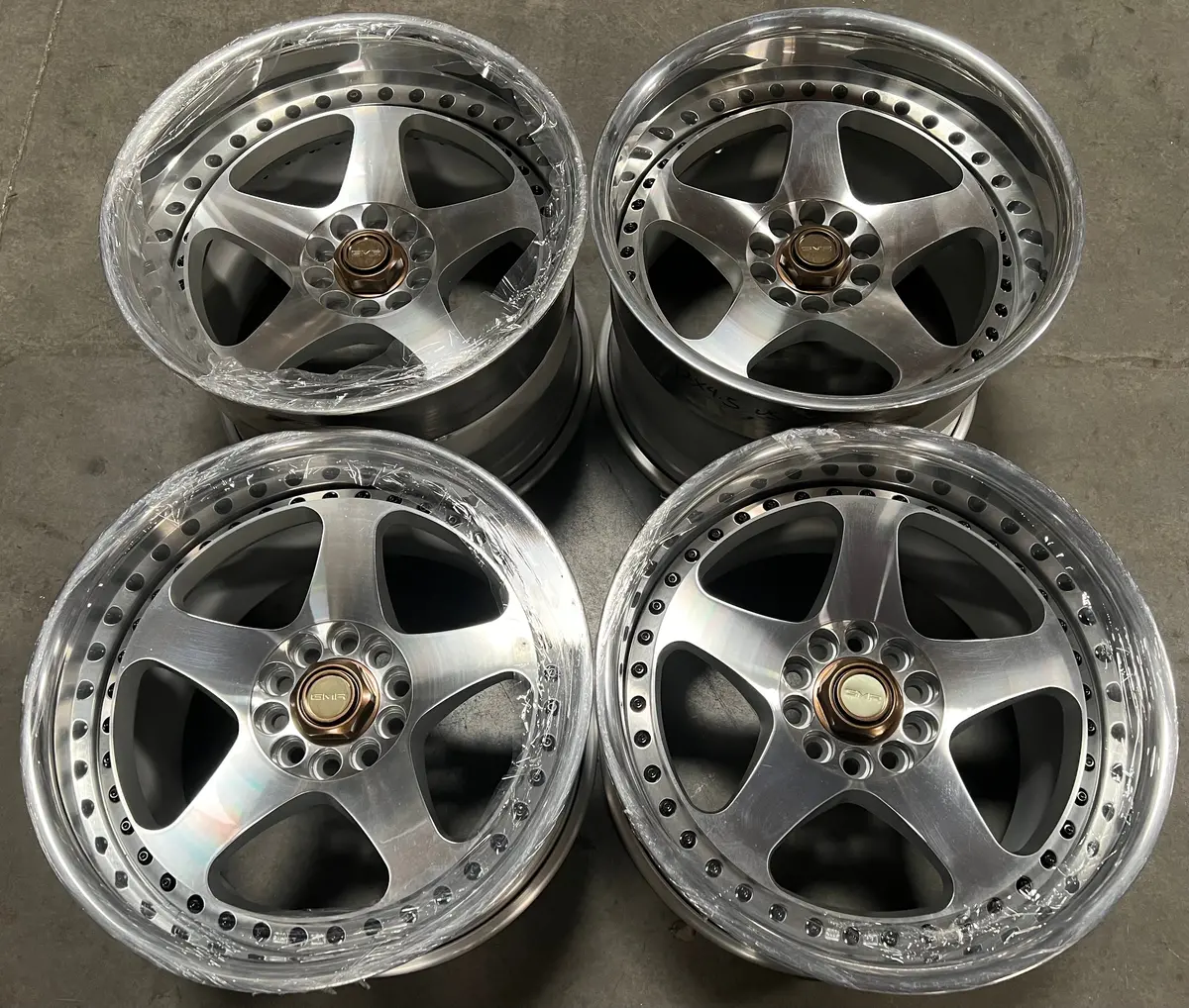 17-inch GMR 1200-R reverse-mount alloy wheels with 5x114.3 or 5x112 bolt pattern