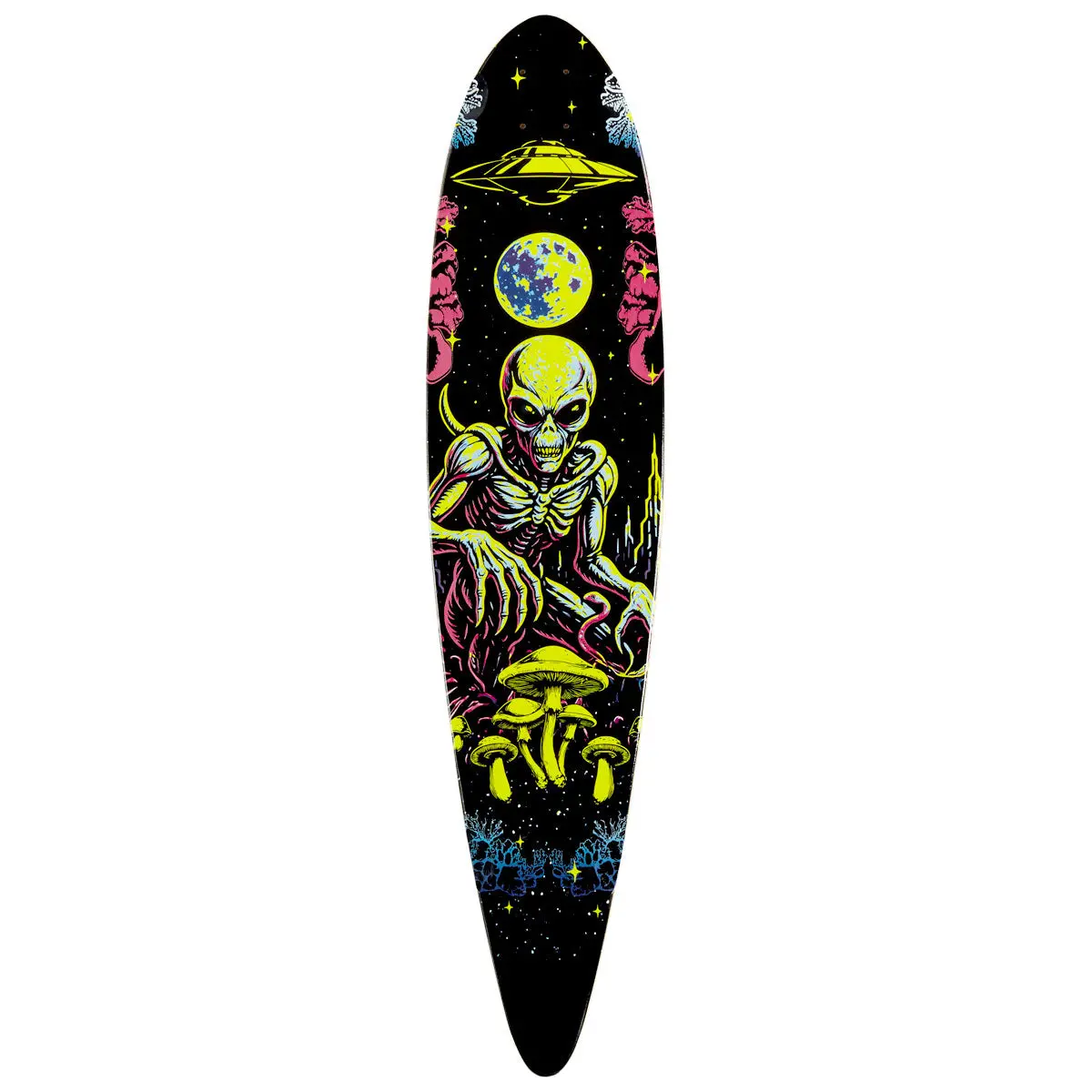 Daddies Mall Poster Blacklight Pintail Longboard Deck - Black/Glow 1