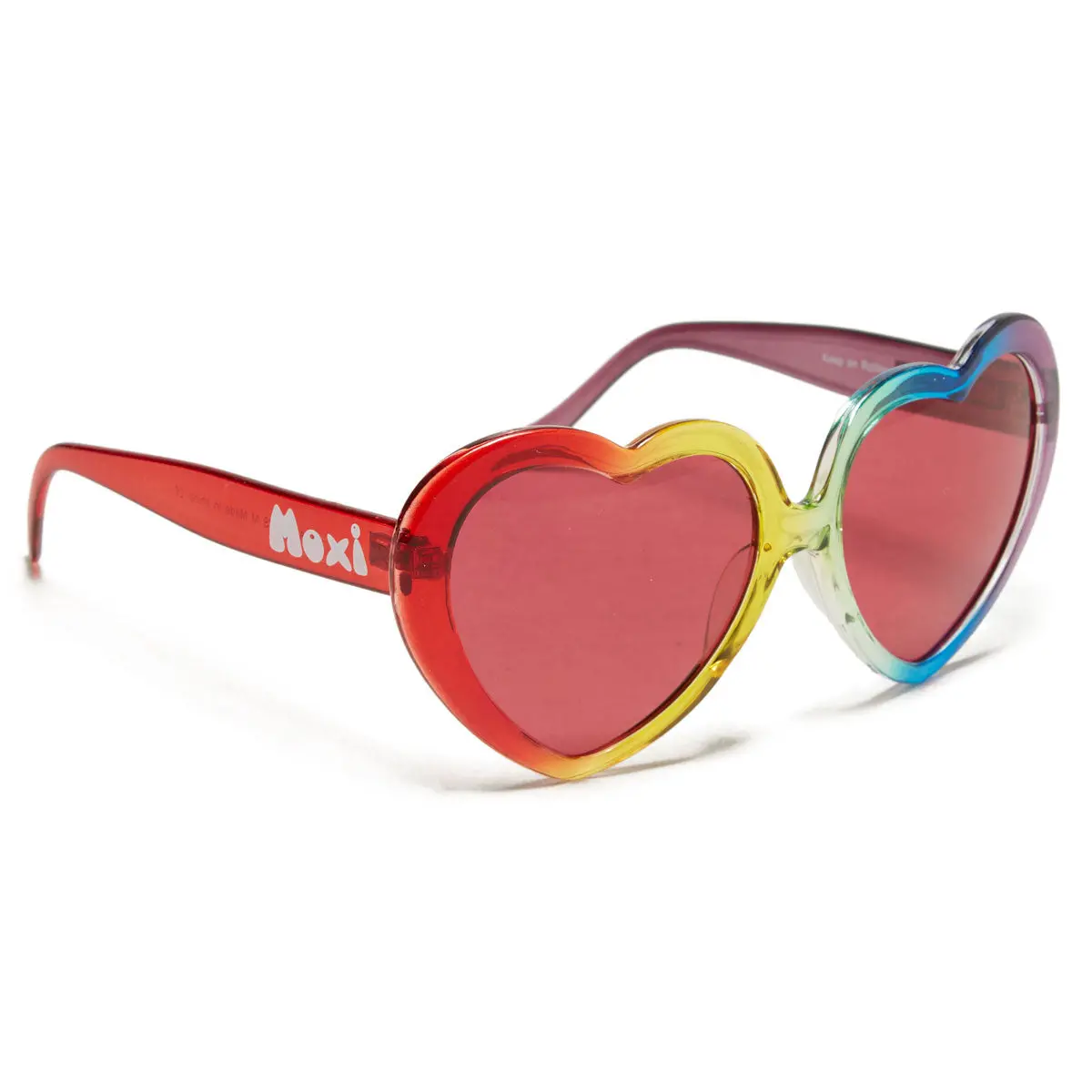 Happy Hour Heart On Sunglasses - Rainbow Fade/Red Moxi 1