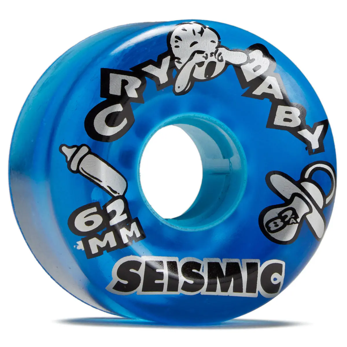 Seismic Crybaby 82A Longboard Wheels - Clear Blue - 62Mm 1