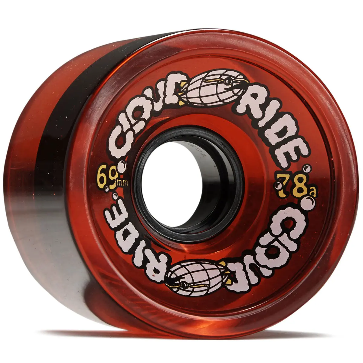 Cloud Ride Cruiser 78A Longboard Wheels - Clear Red - 69Mm 1