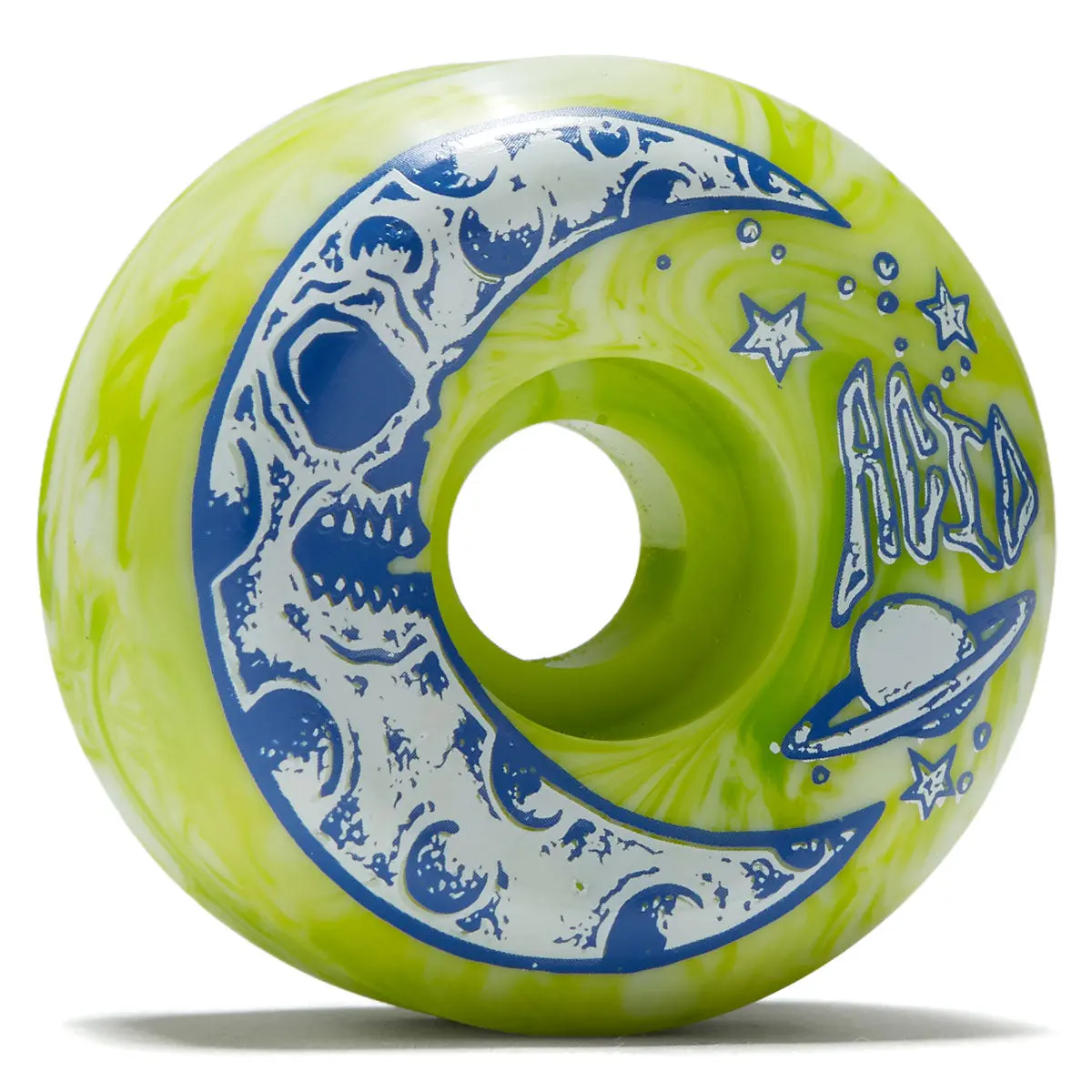 Acid Moon Type A 99A Side Cut Skateboard Wheels - Green/White Swirl - 56Mm 1