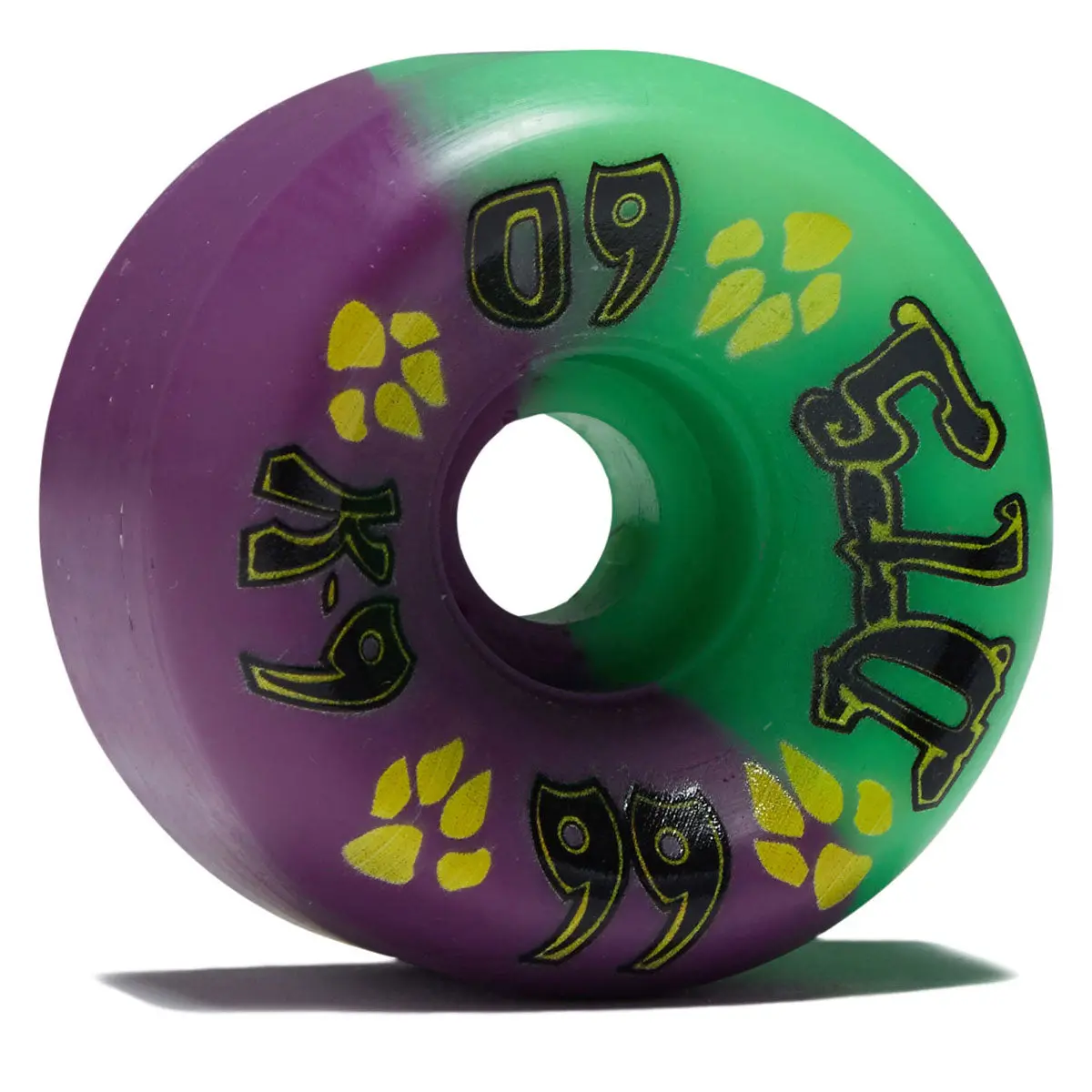 Dogtown K-9 80S 99A Skateboard Wheels - Neon Green/Neon Purple - 60Mm 1