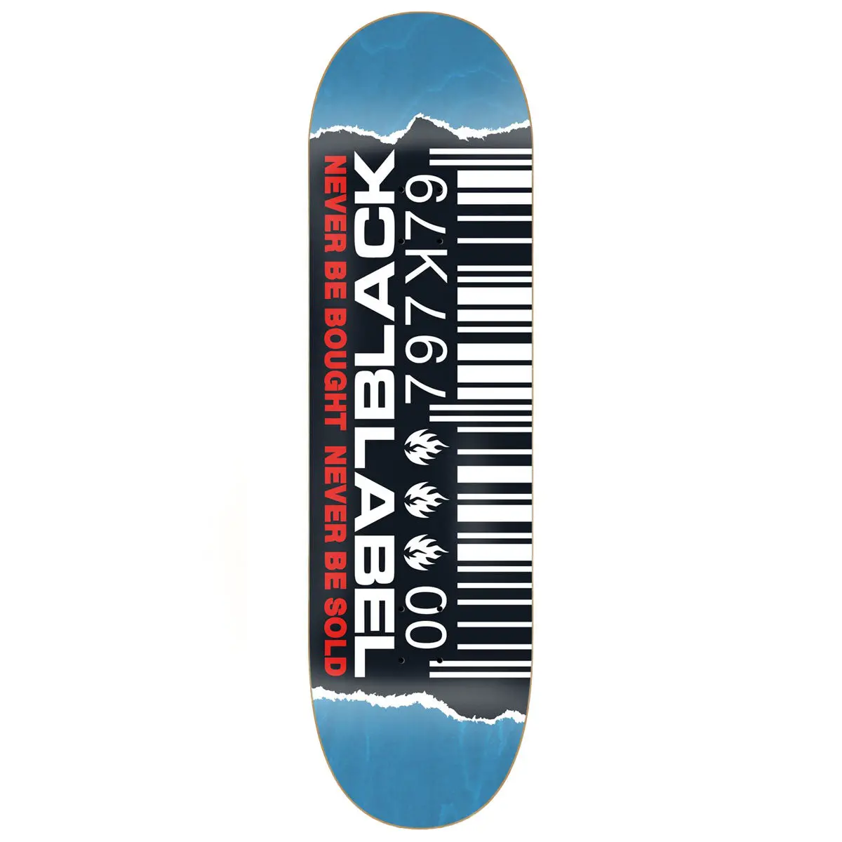 Black Label Ripped Barcode Skateboard Deck - Assorted Stains - 8.25" 1
