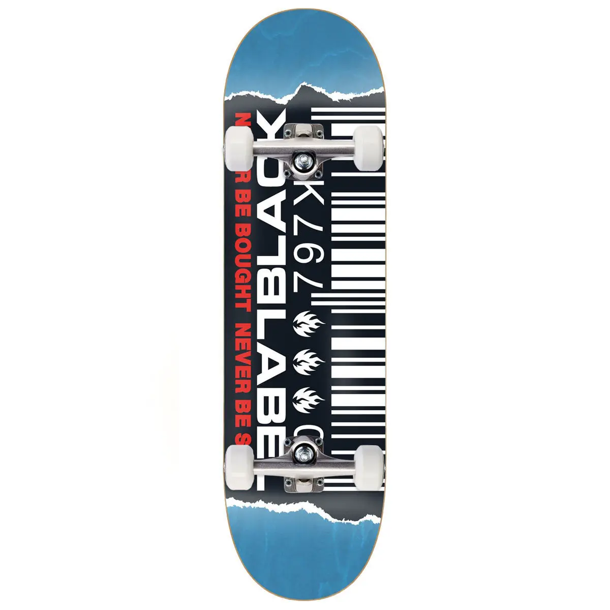 Black Label Ripped Barcode Skateboard Complete - Assorted Stains - 8.25" 1