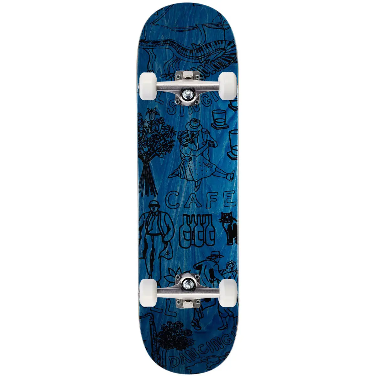 Cafe Gaurab Sketches C2 Shape Skateboard Complete - Blue - 8.25" 1