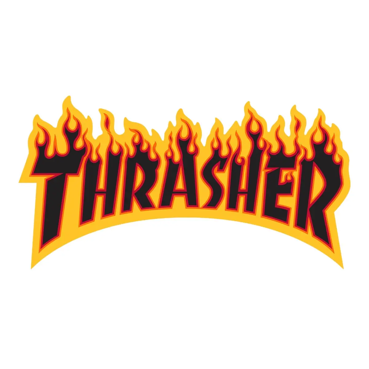 Thrasher Flame Logo Sticker - Yellow/Black 1