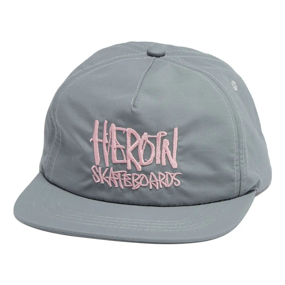 Heroin Script Nylon Snapback Hat - Grey/Pink 1