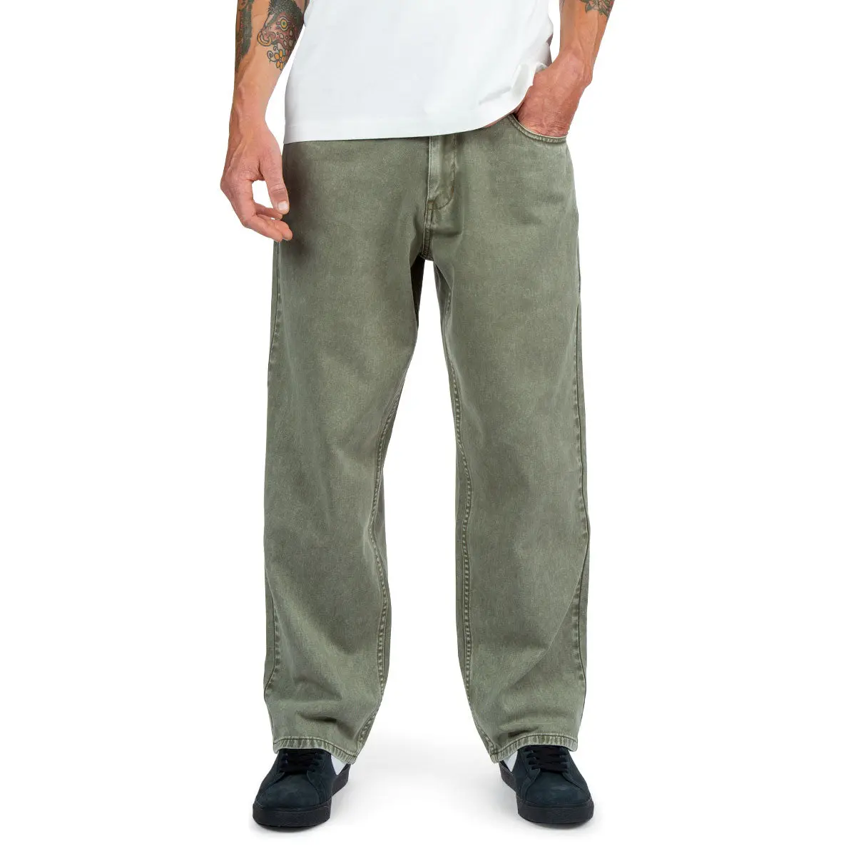 Ccs Baggy Straight Denim Jeans - Faded Olive 1