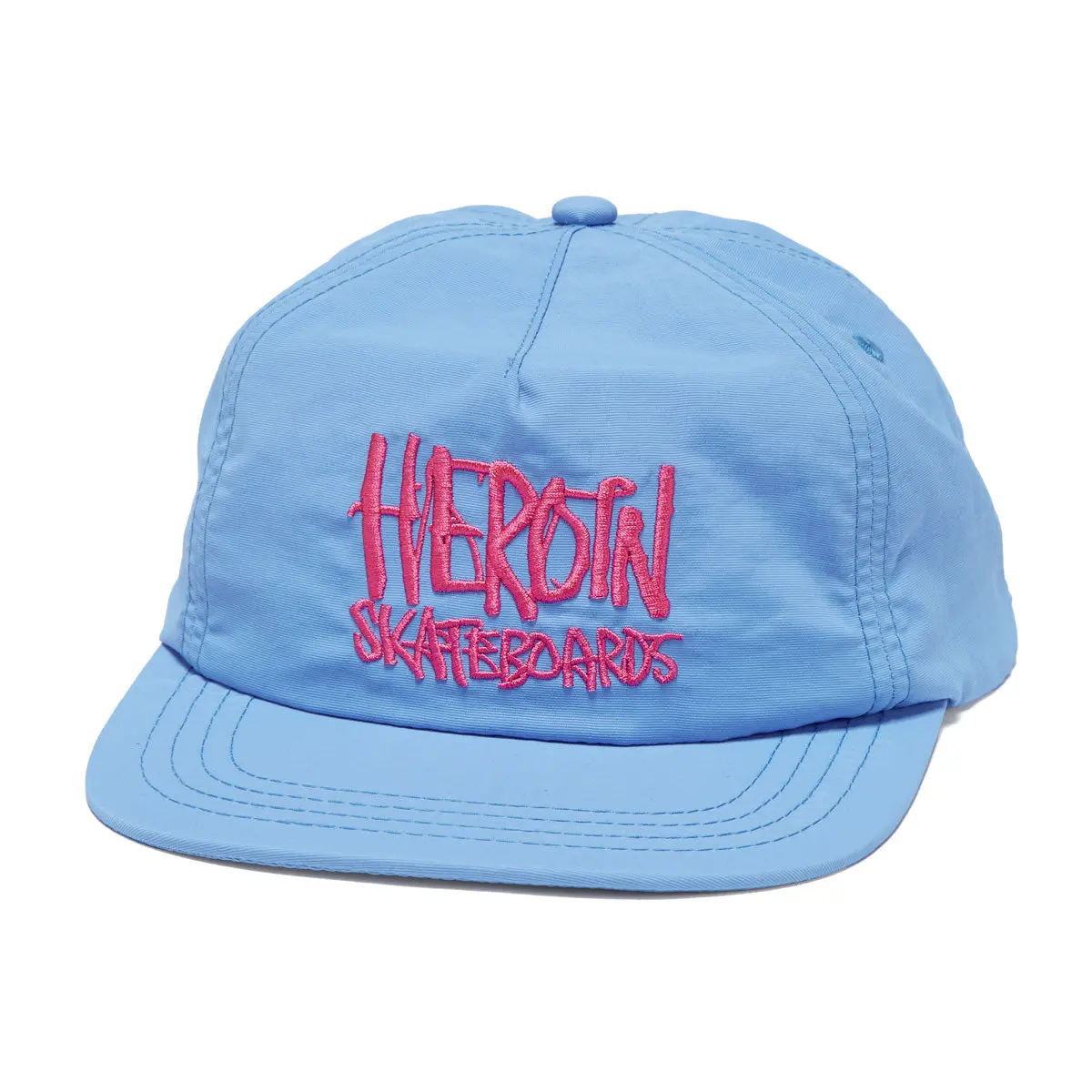 Heroin Script Nylon Snapback Hat - Blue/Pink 1