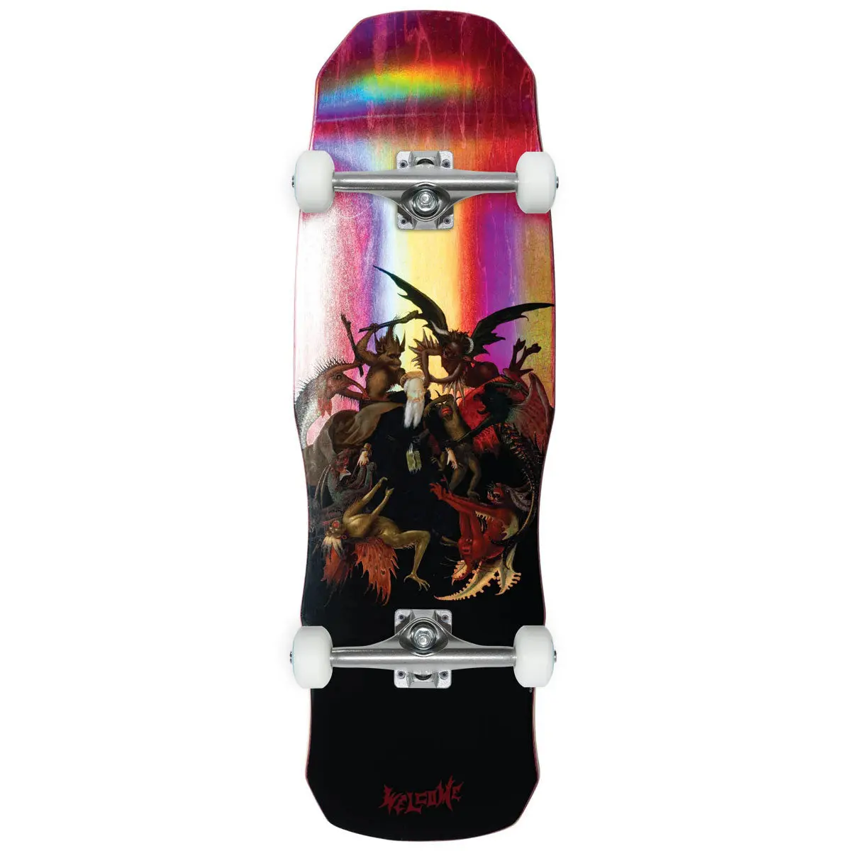 Welcome Torment On A Dark Lord Skateboard Complete - Dark Red Stain/Transparent Prism Foil - 9.85" 1