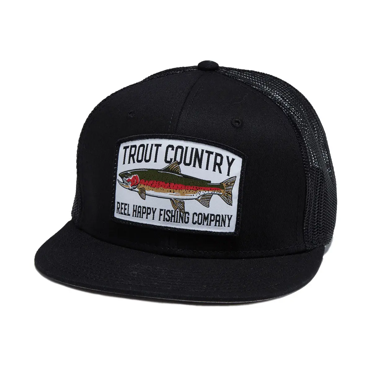 Reel Happy Trout Country Trucker Hat - Black 1