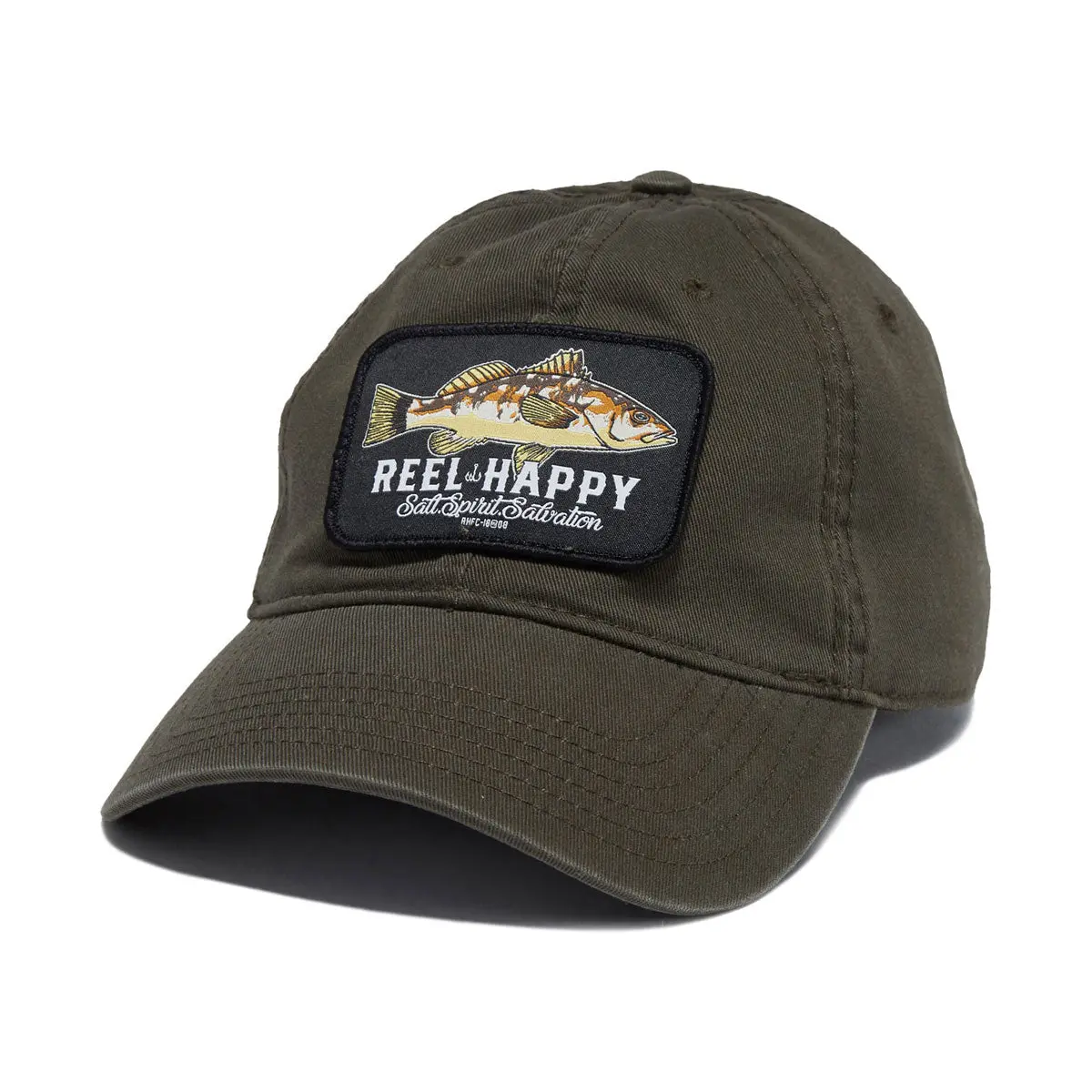 Reel Happy Calico Dad Hat - Olive Green 1