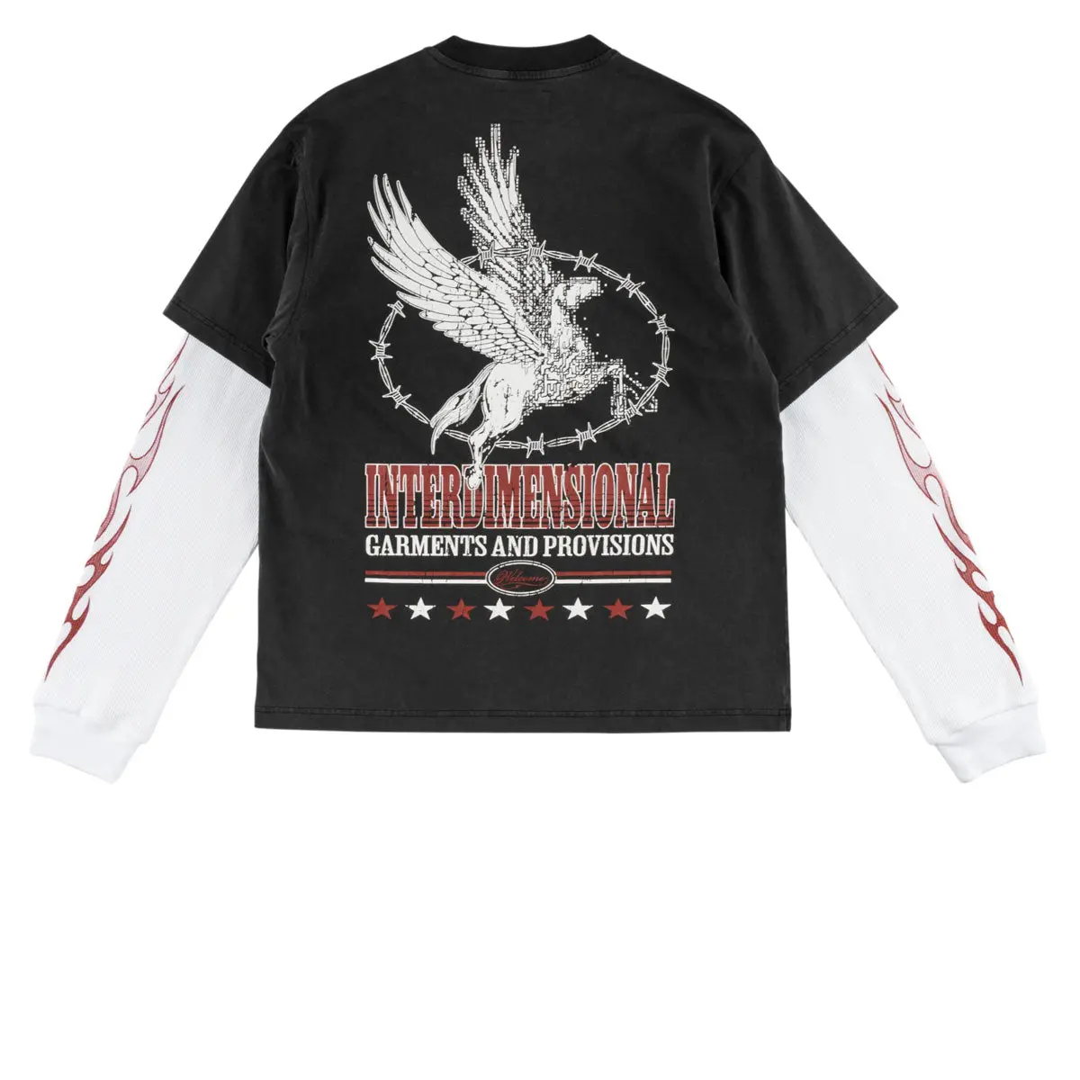 Welcome Pegasus Layered Long Sleeve T-Shirt - Vintage Black/White 1