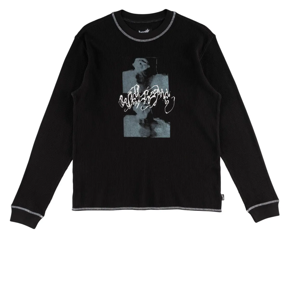 Welcome Scan Contrast Stitch Thermal Shirt - Black 1