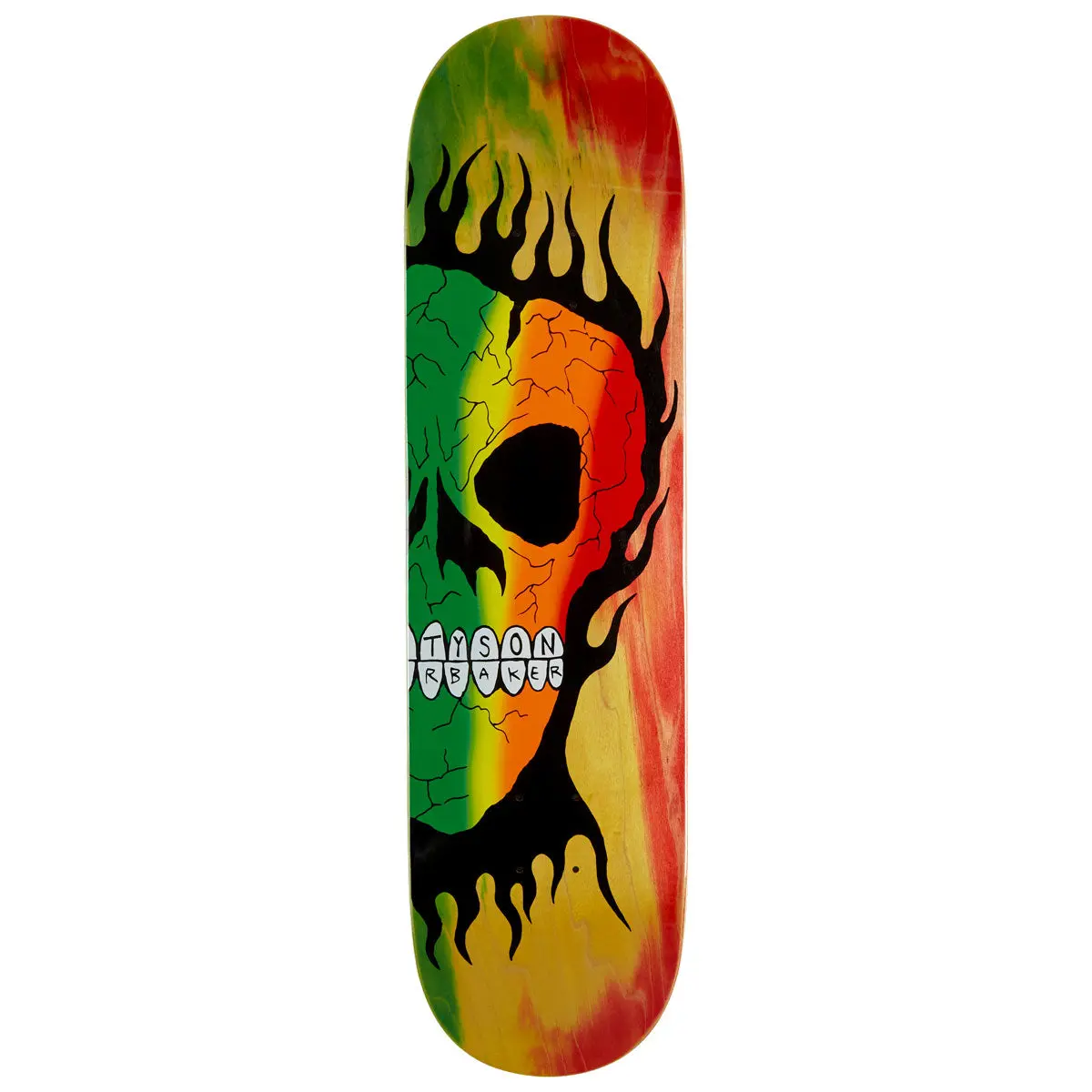 Baker Tyson Peterson Rasta Skull B2 Skateboard Deck - 8.25" 1