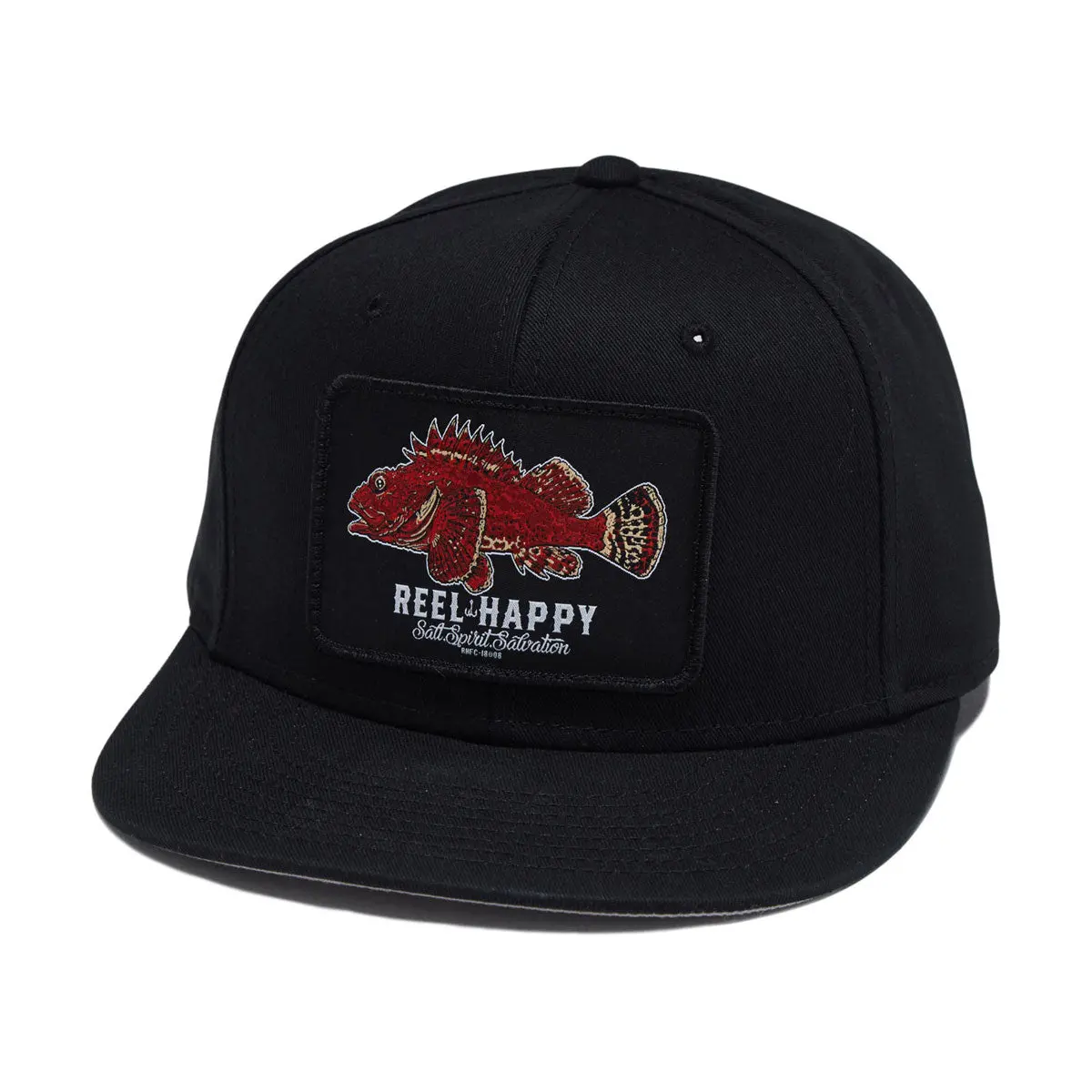 Reel Happy Sculpin Snapback Hat - Black 1