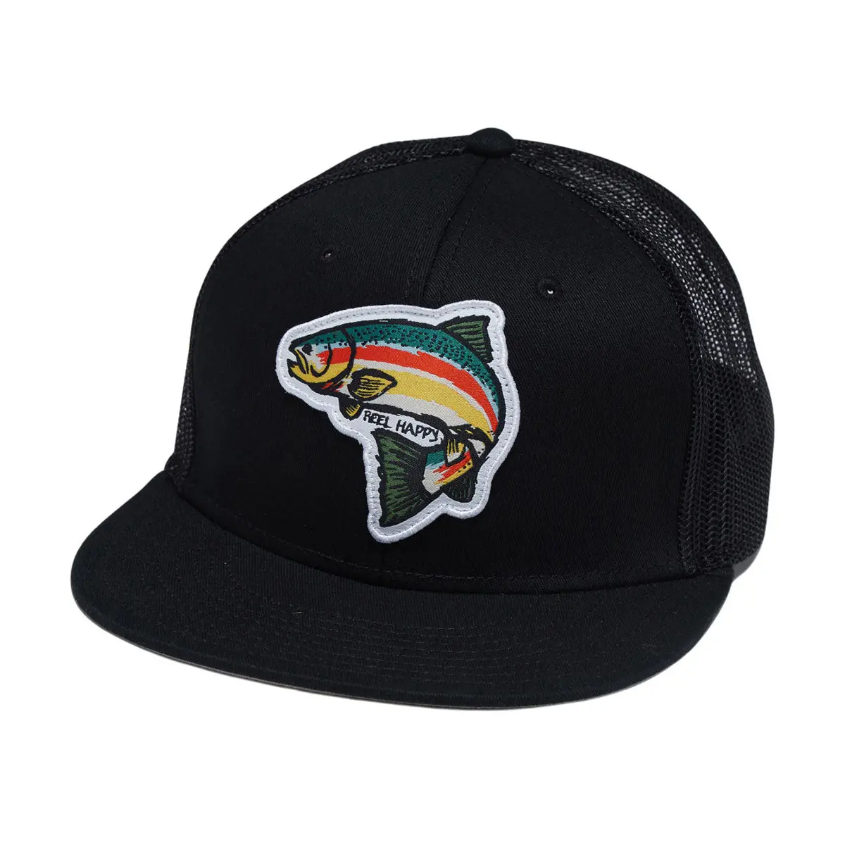 Reel Happy Trout Blender Trucker Hat - Black 1