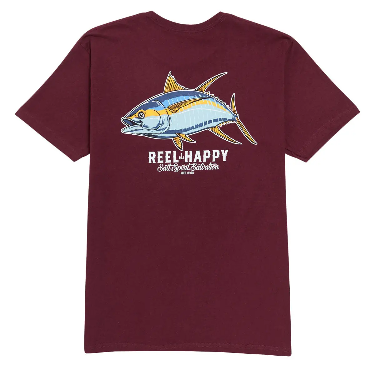 Reel Happy Tuna Grande T-Shirt - Burgundy 1