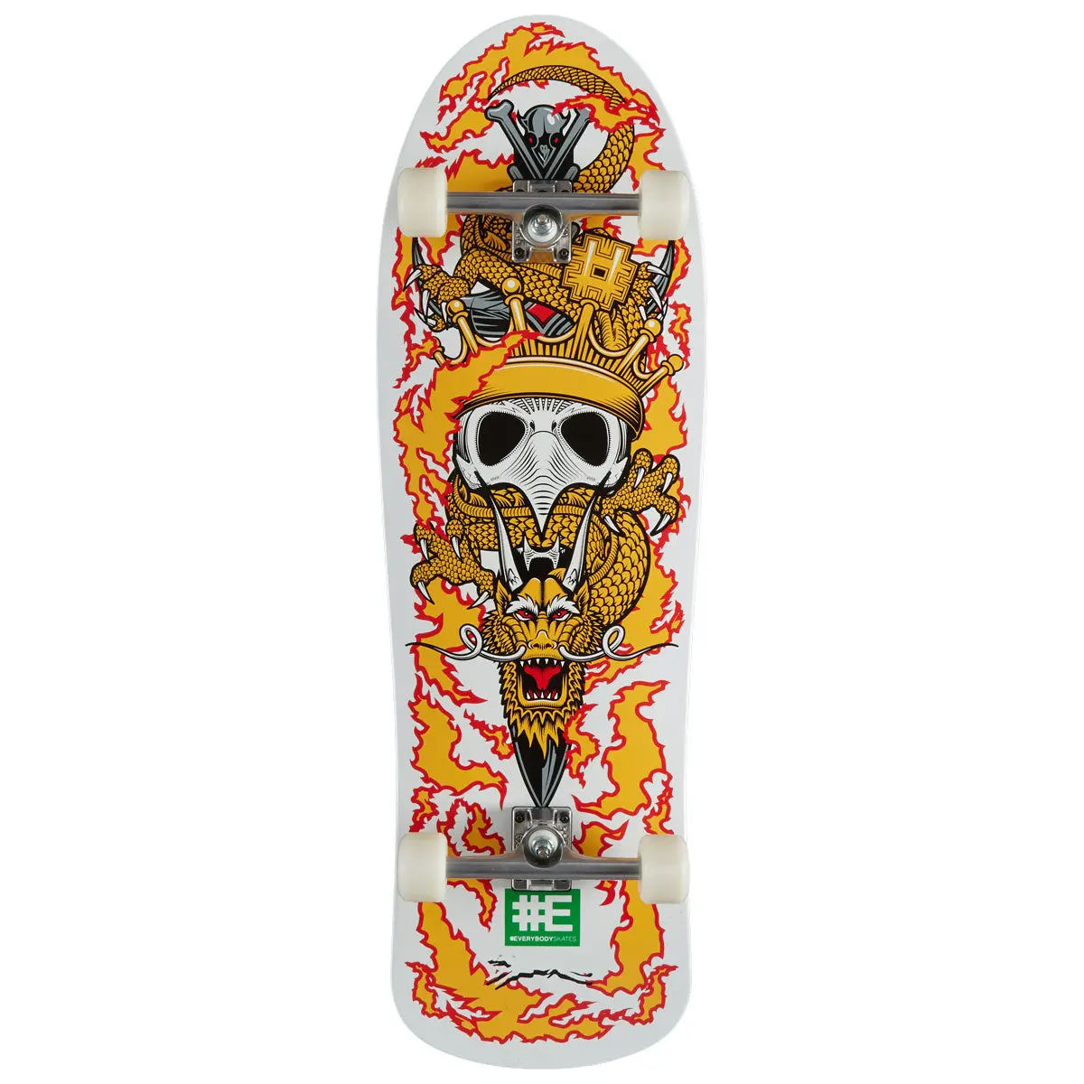 Everybodyskates Bb Kings Big Board 40" Pre-Built Skateboard Complete - White 1