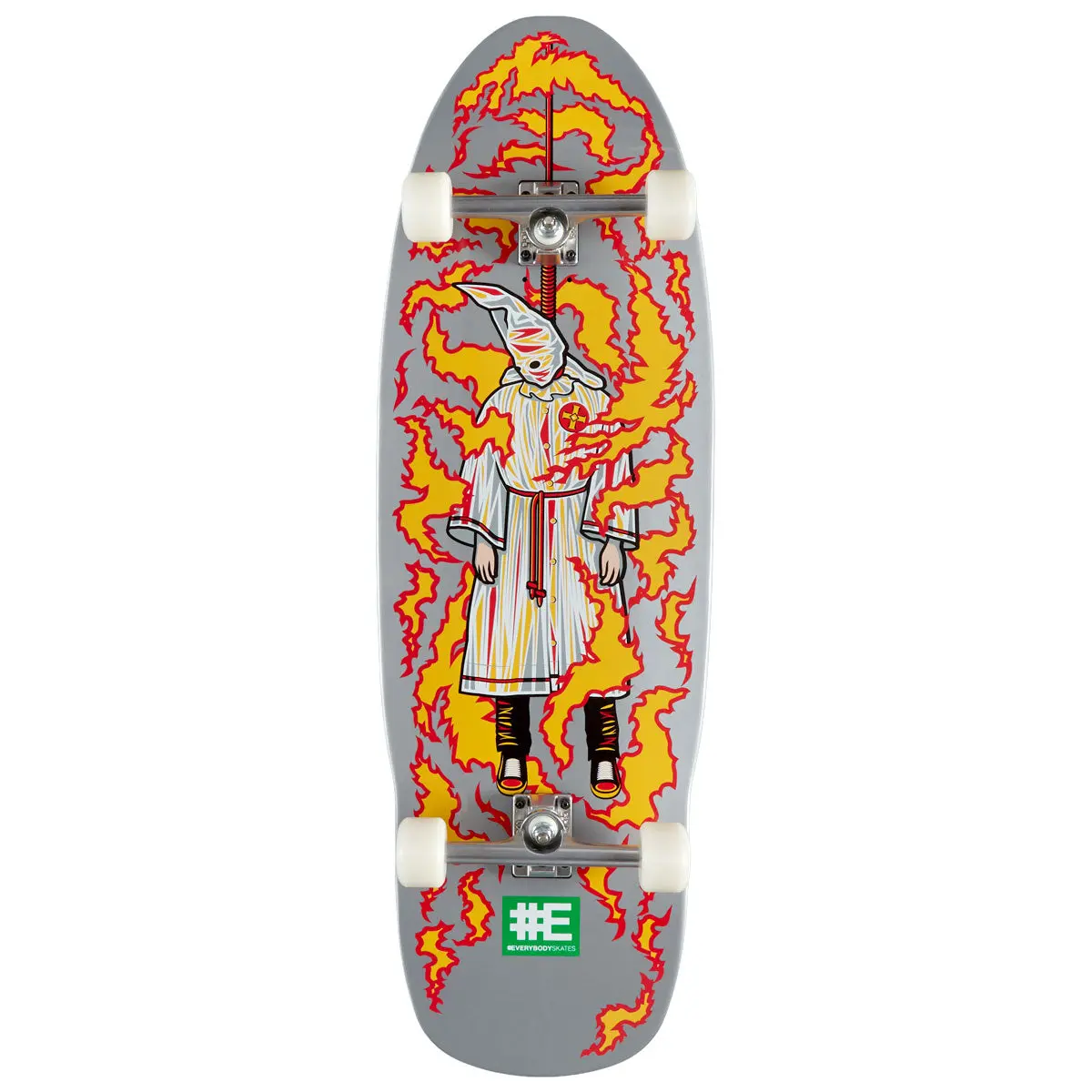 Everybodyskates Bb Burning Klansman Big Board 40" Pre-Built Skateboard Complete - Silver 1