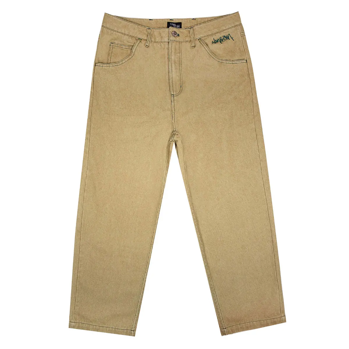 Timescan Relaxed Denim Jeans - Khaki 1